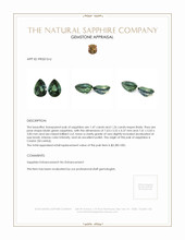 2.73 Ct.Tw.Total Carat Weight Bluish Green Sapphire Pair from Ceylon (Sri Lanka) Appraisal