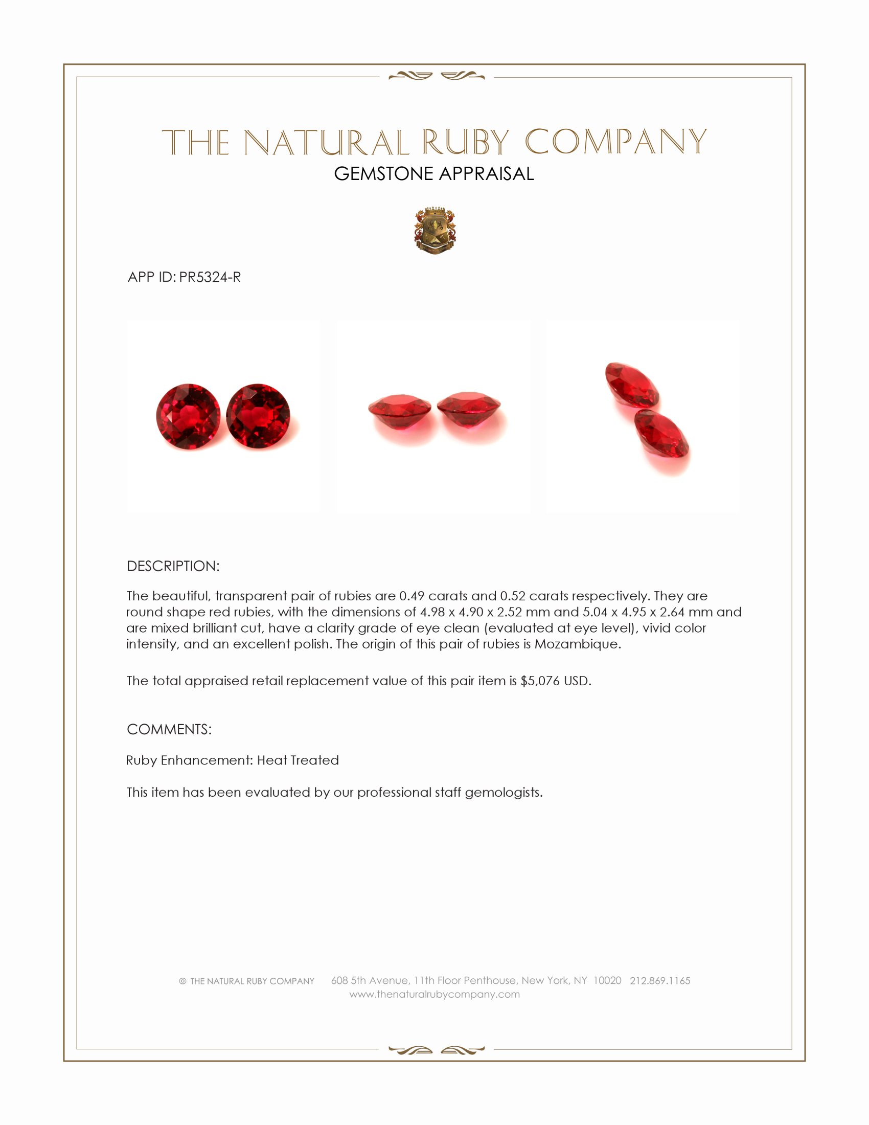 1.01 Ct.Tw. Ruby Pair from Mozambique