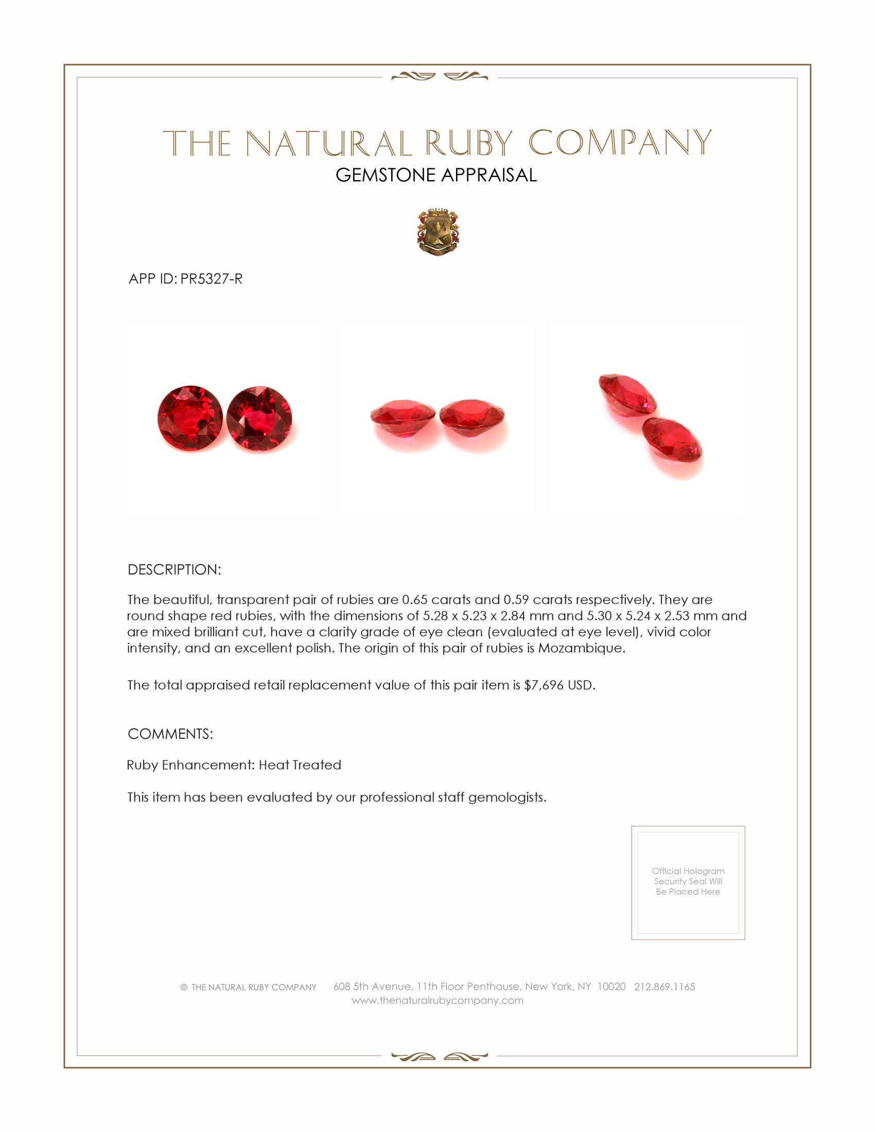 1.24 Ct.Tw. Ruby Pair from Mozambique
