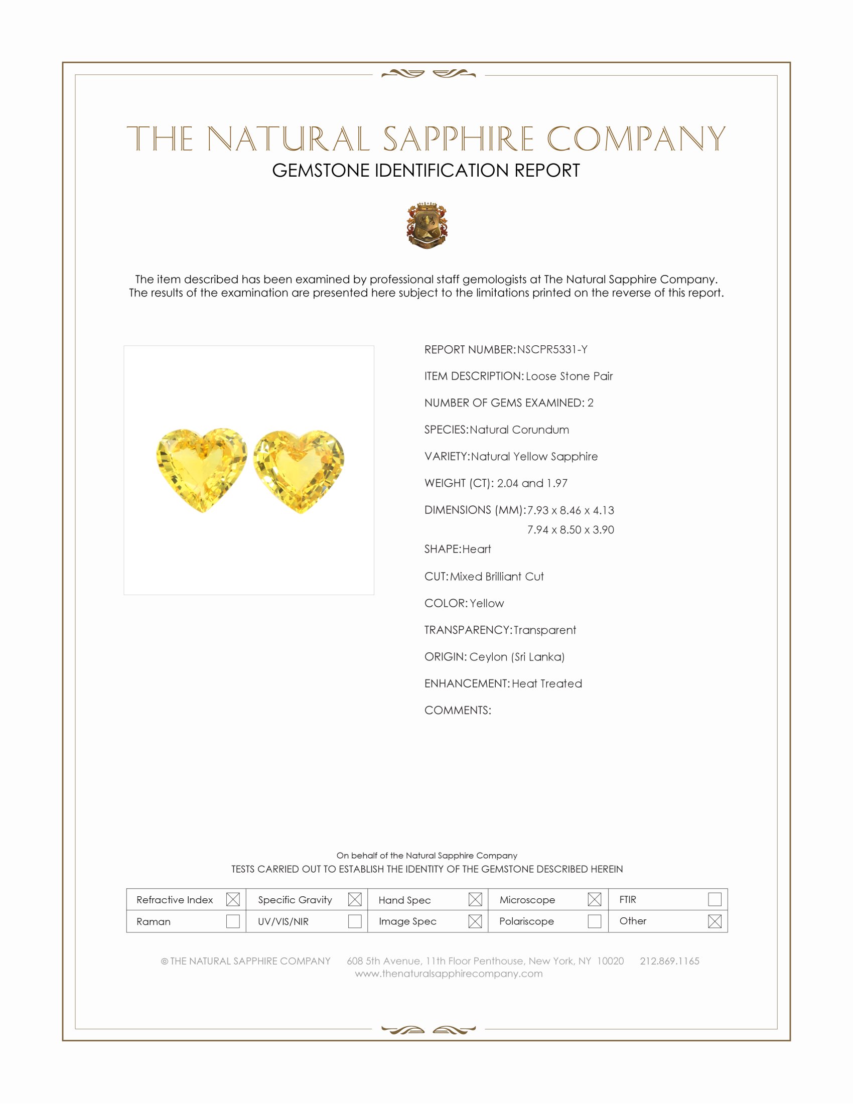 4.01 Ct.Tw. Yellow Sapphire Pair from Ceylon (Sri Lanka)
