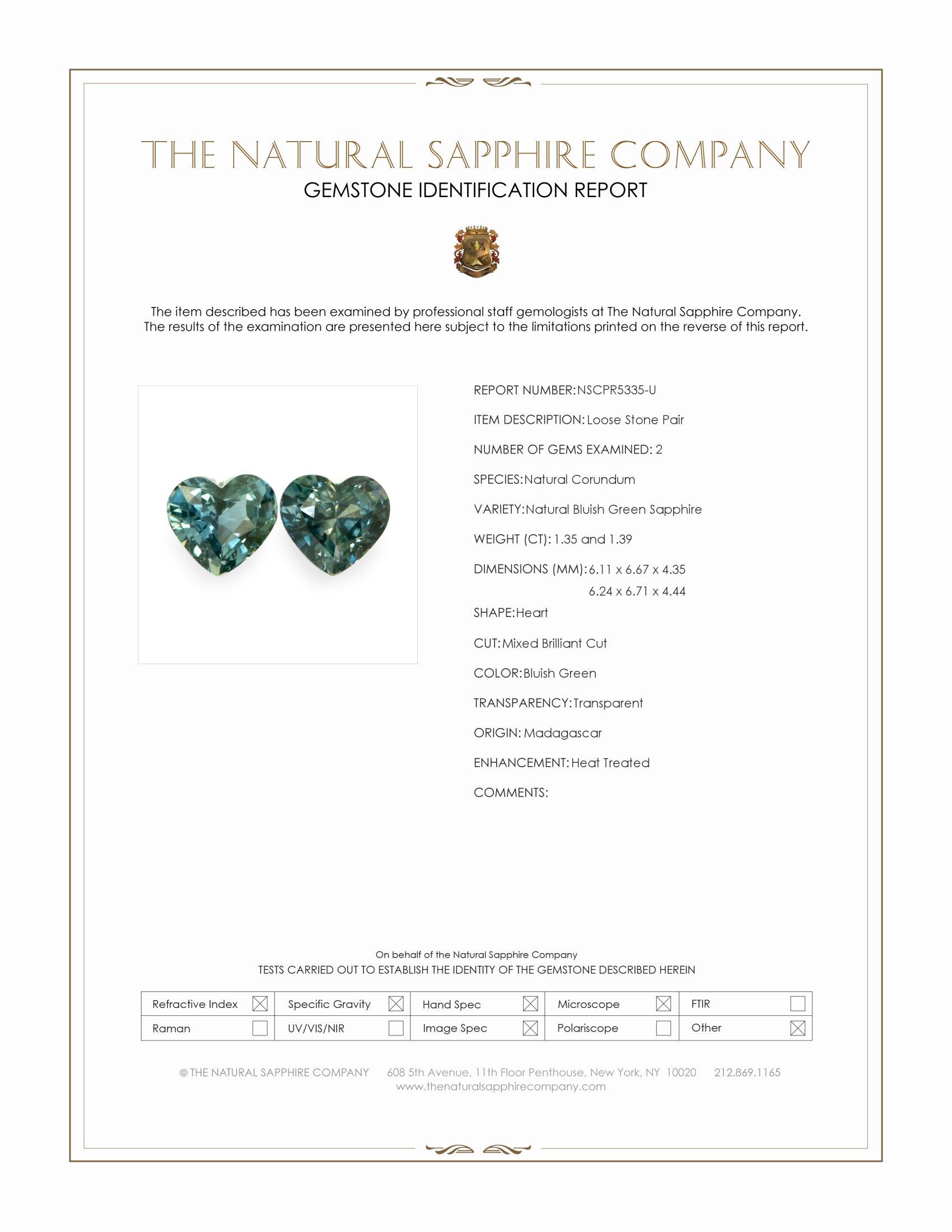 2.74 Ct.Tw. Bluish Green Sapphire Pair from Madagascar