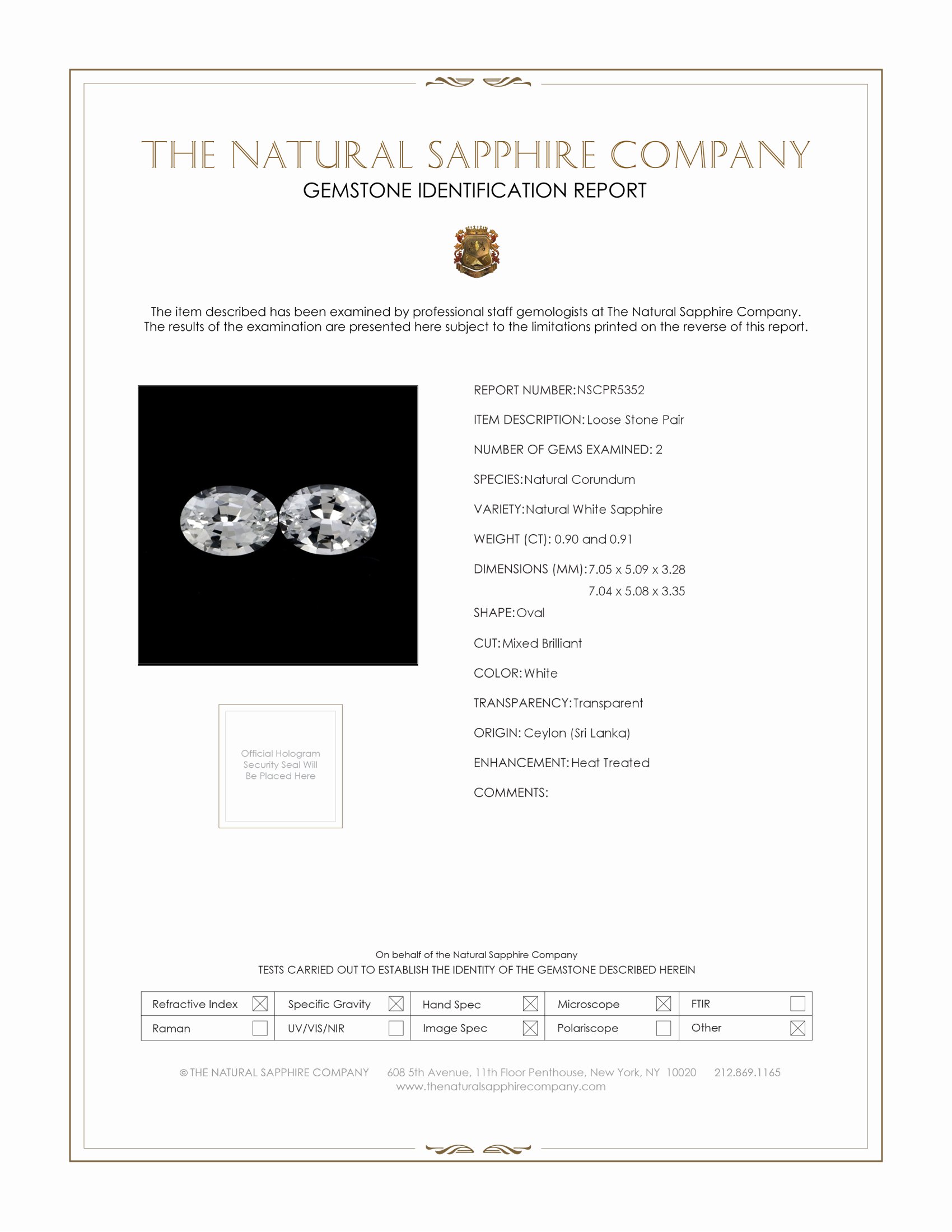 1.81 Ct.Tw. White Sapphire Pair from Ceylon (Sri Lanka)