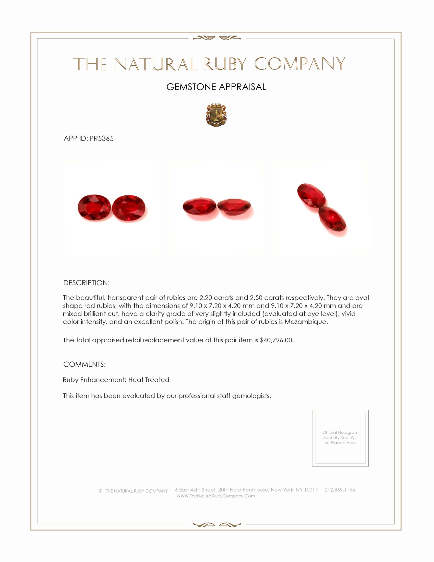 4.70 Ct.Tw. Ruby Pair from Mozambique