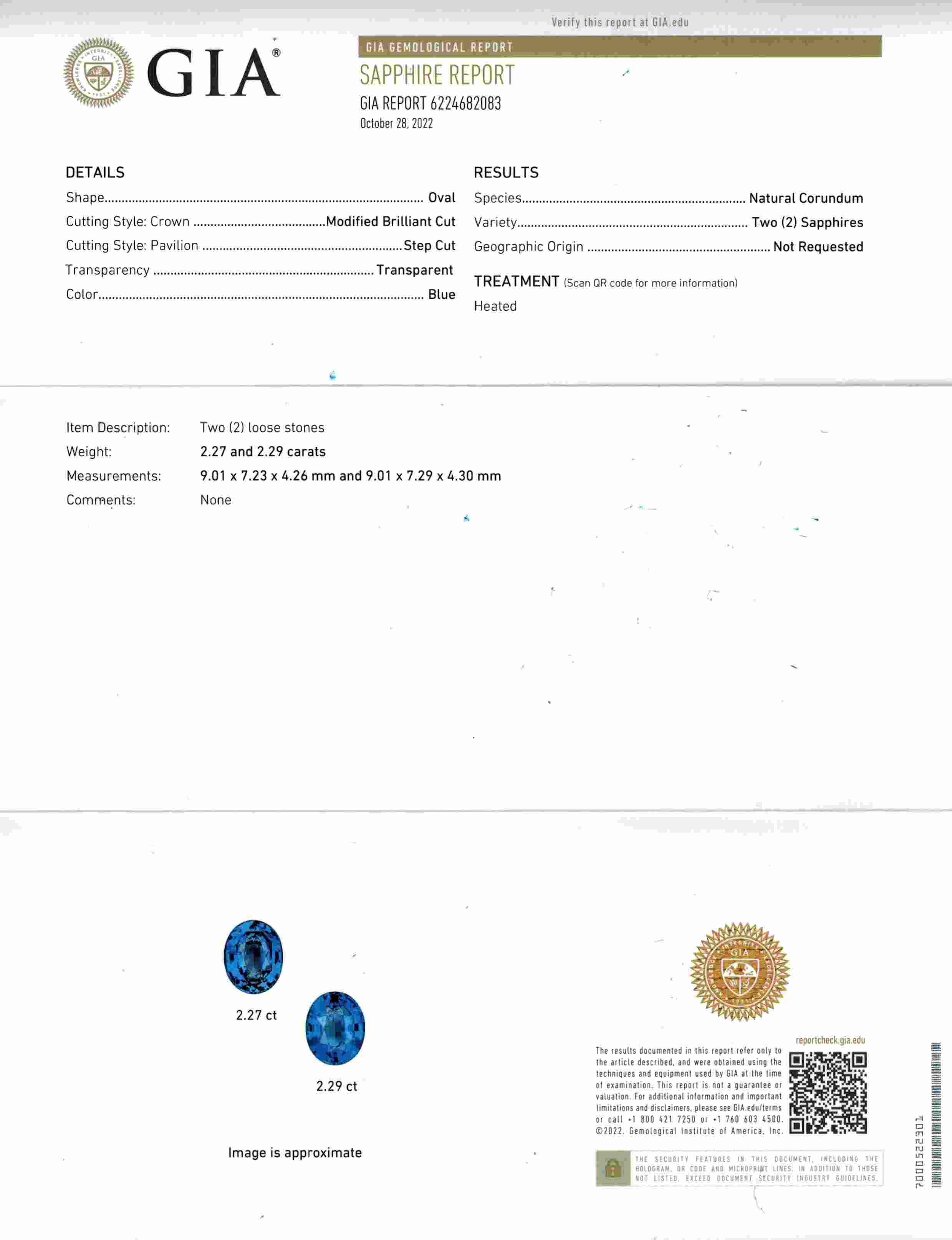 4.56 Ct.Tw. Blue Sapphire Pair from Ceylon (Sri Lanka)