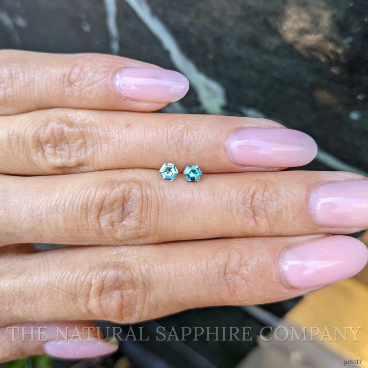 0.52 Ct.Tw. Bluish Green Sapphire Pair from Ceylon (Sri Lanka)