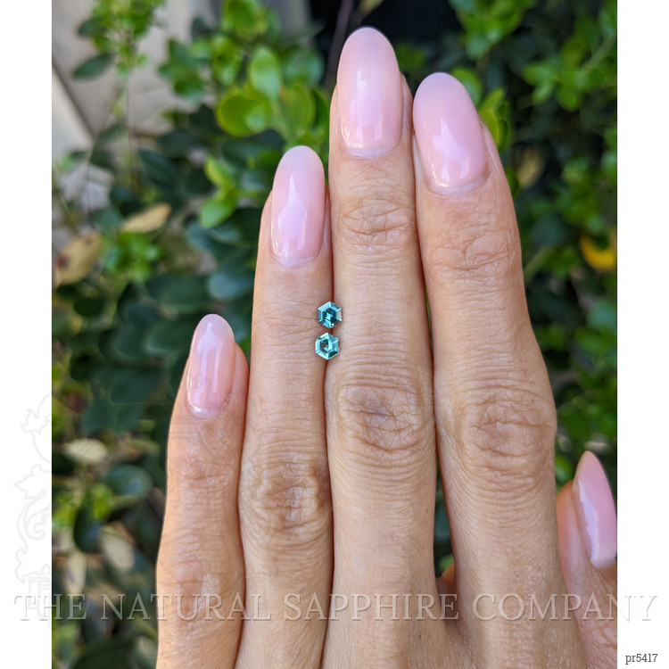 0.52 Ct.Tw. Bluish Green Sapphire Pair from Ceylon (Sri Lanka)