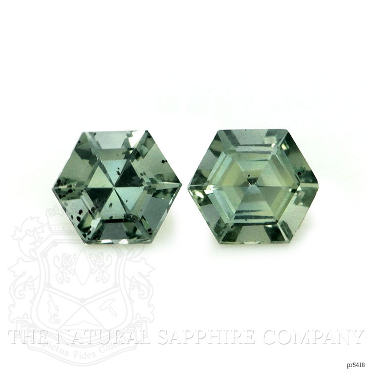 0.55 Ct.Tw. Green Sapphire Pair from Ceylon (Sri Lanka)