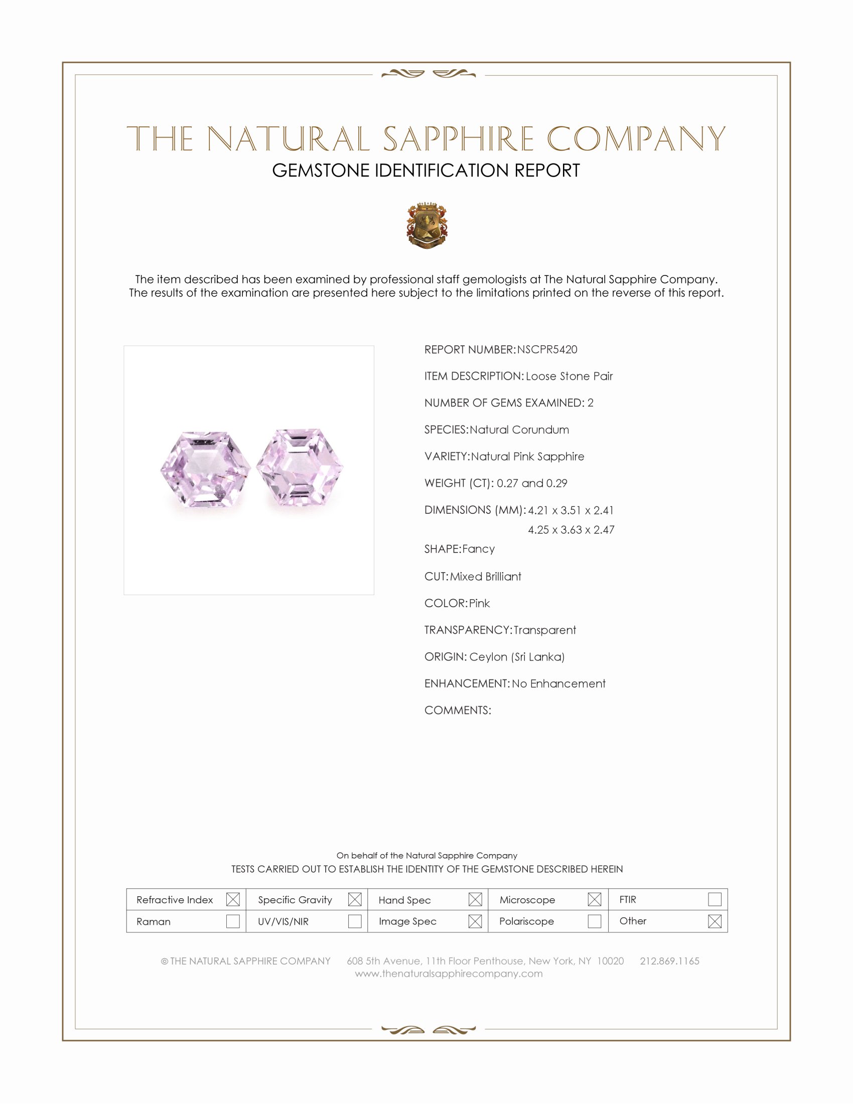 0.56 Ct.Tw. Pink Sapphire Pair from Ceylon (Sri Lanka)
