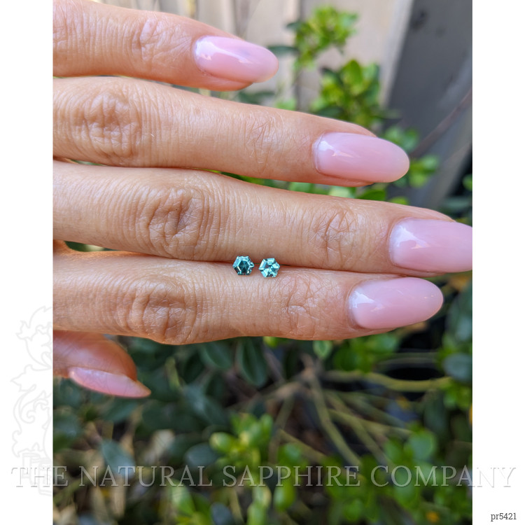 0.56 Ct.Tw. Bluish Green Sapphire Pair from Ceylon (Sri Lanka)