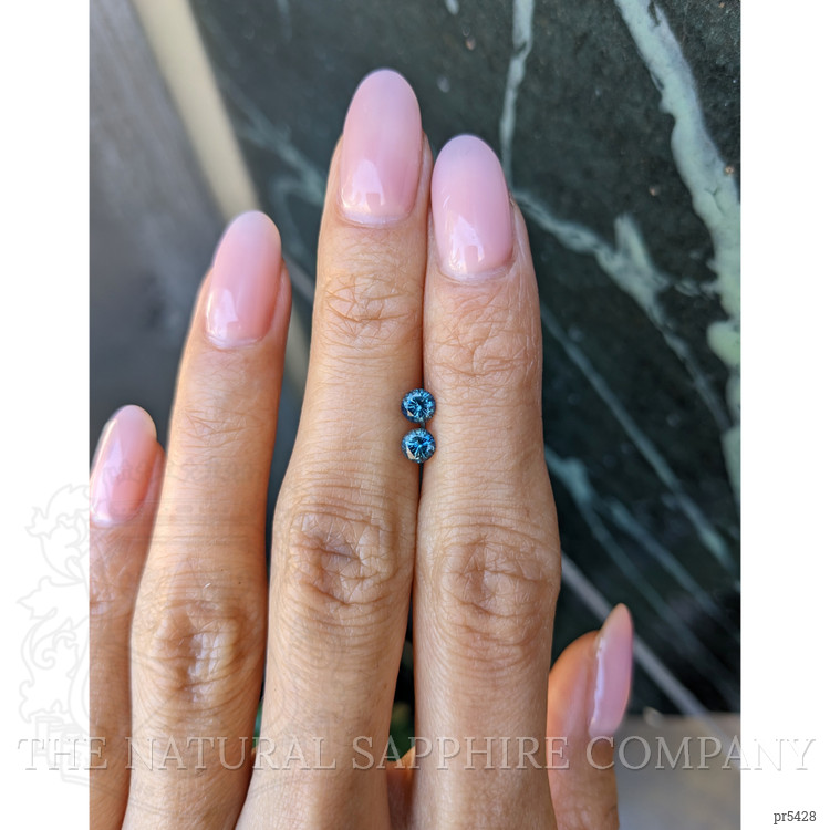 0.69 Ct.Tw. Greenish Blue Sapphire Pair from Ceylon (Sri Lanka)