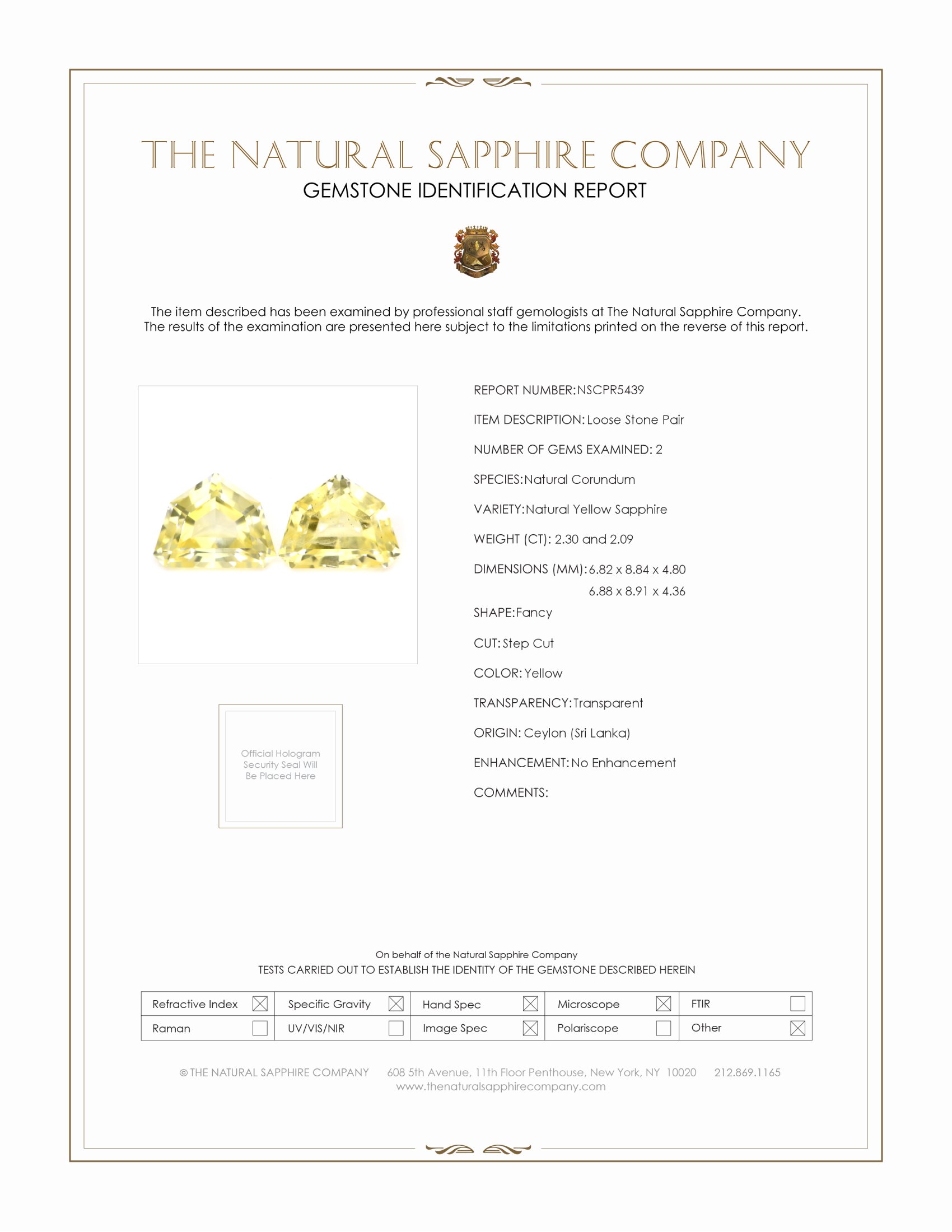 4.39 Ct.Tw. Yellow Sapphire Pair from Ceylon (Sri Lanka)