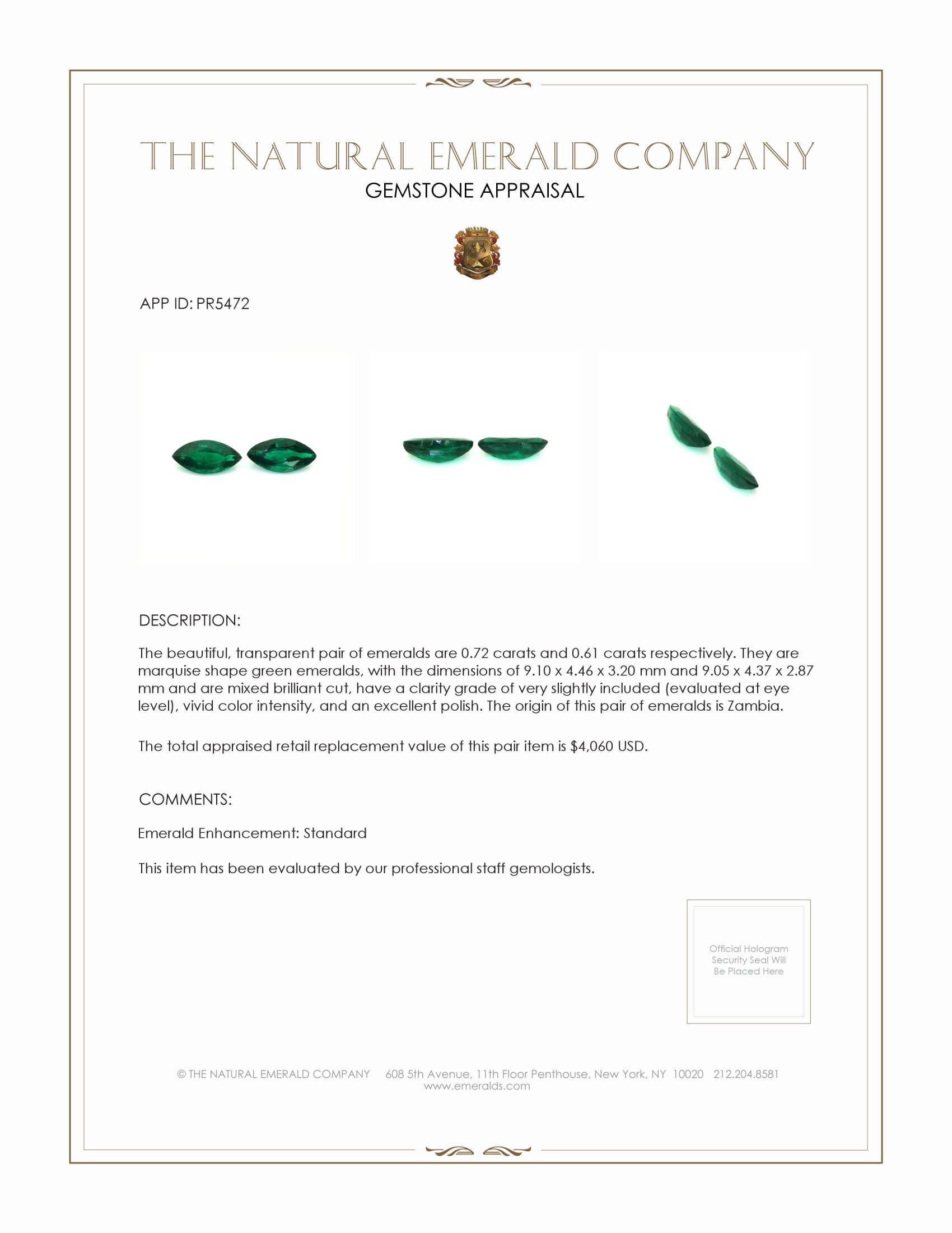1.33 Ct.Tw. Emerald Pair from Zambia