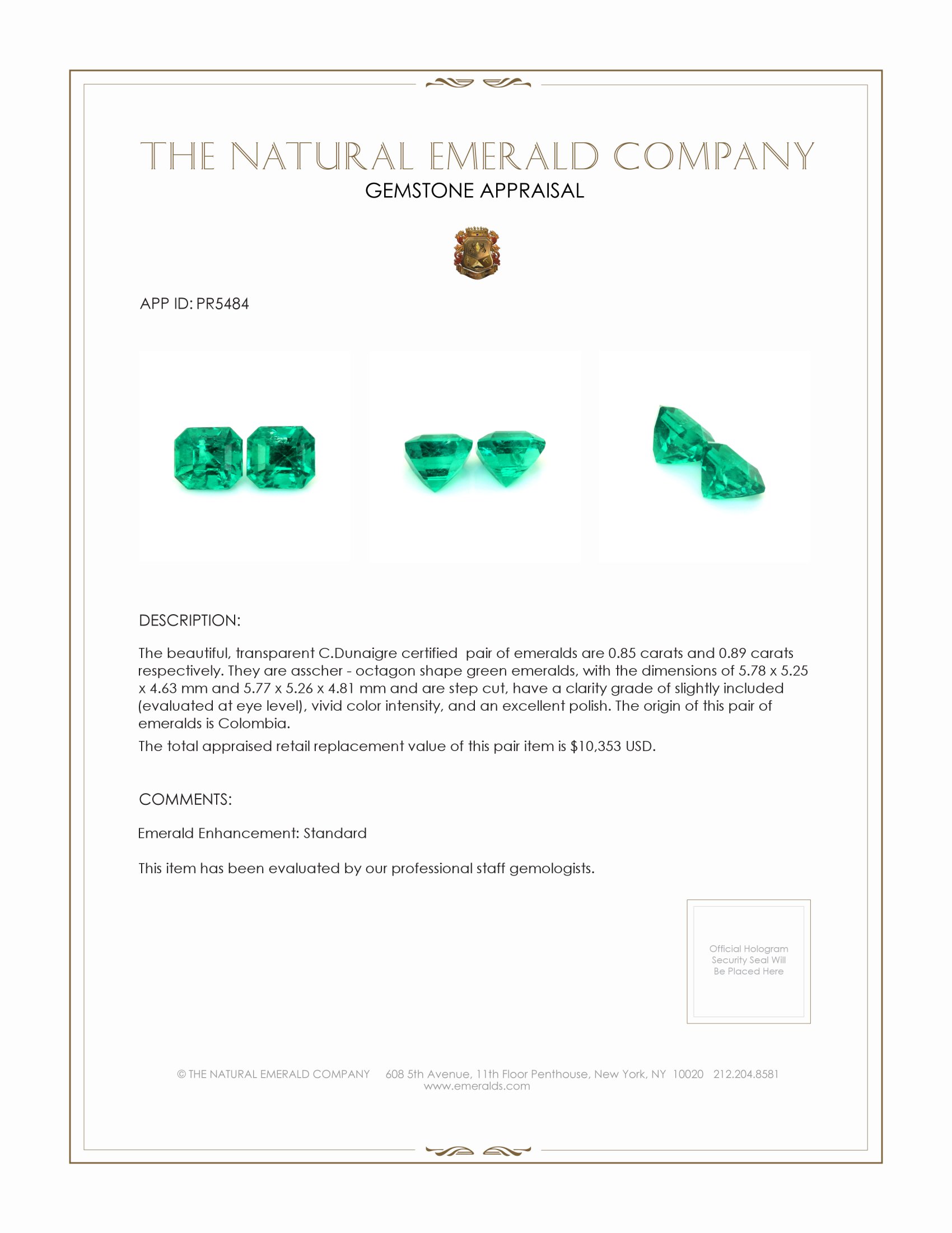 1.74 Ct.Tw. Emerald Pair from Colombia