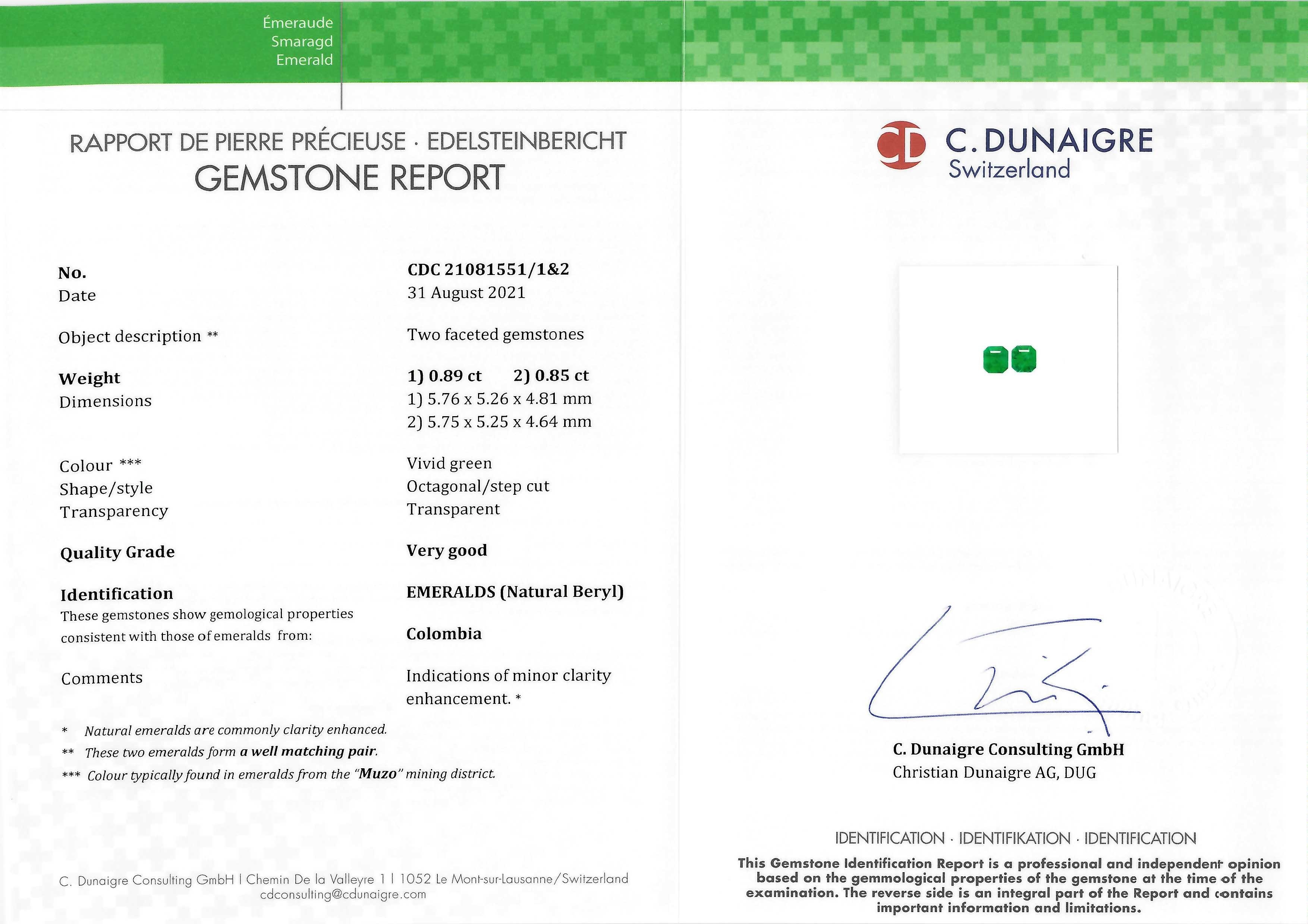 1.74 Ct.Tw. Emerald Pair from Colombia