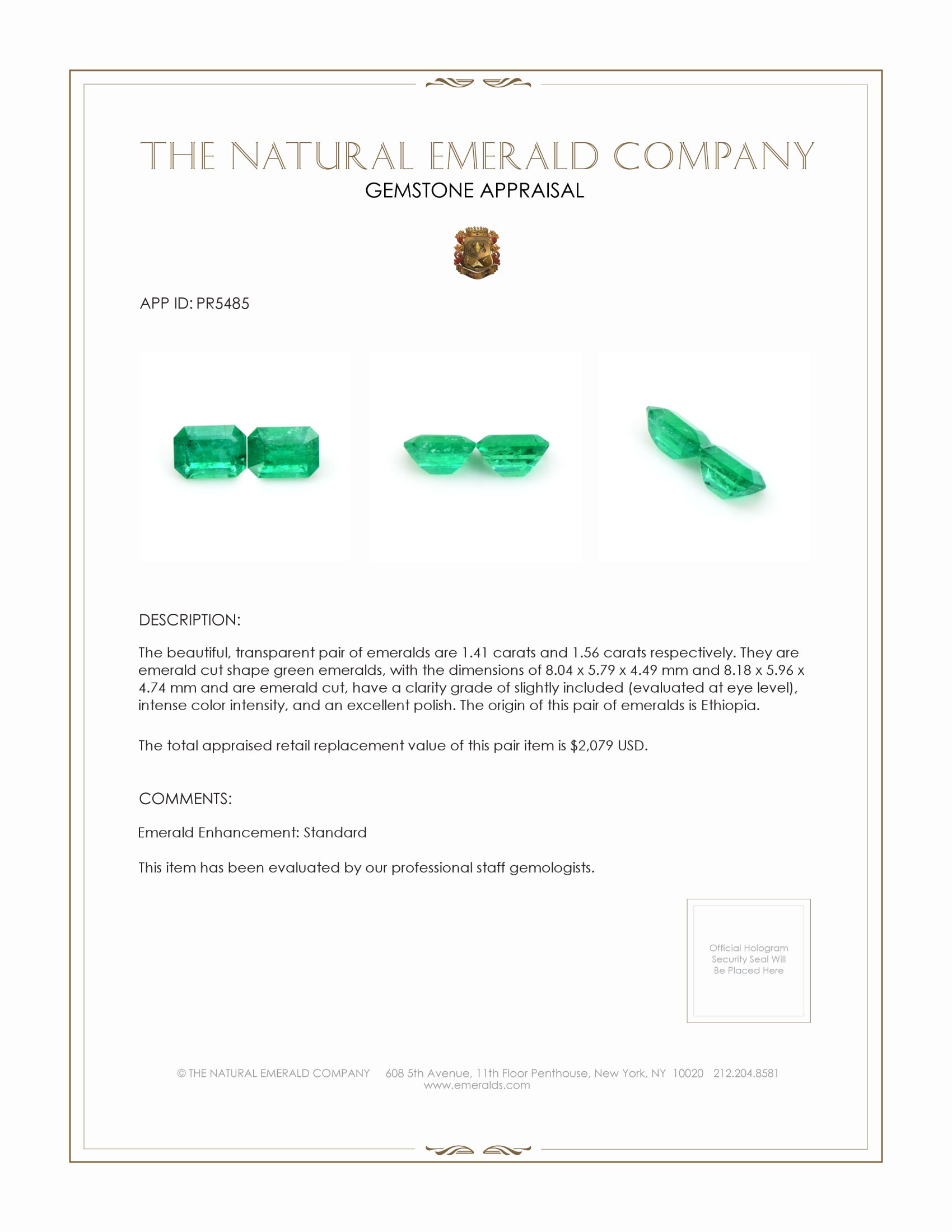 2.97 Ct.Tw. Emerald Pair from Ethiopia