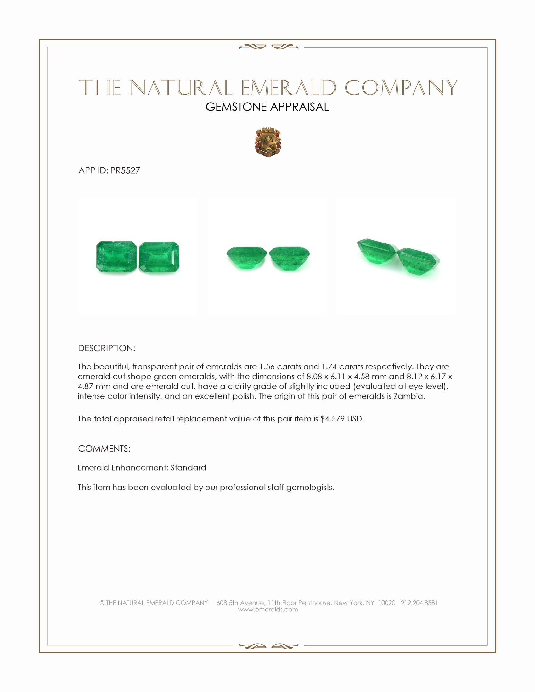 3.30 Ct.Tw. Emerald Pair from Zambia