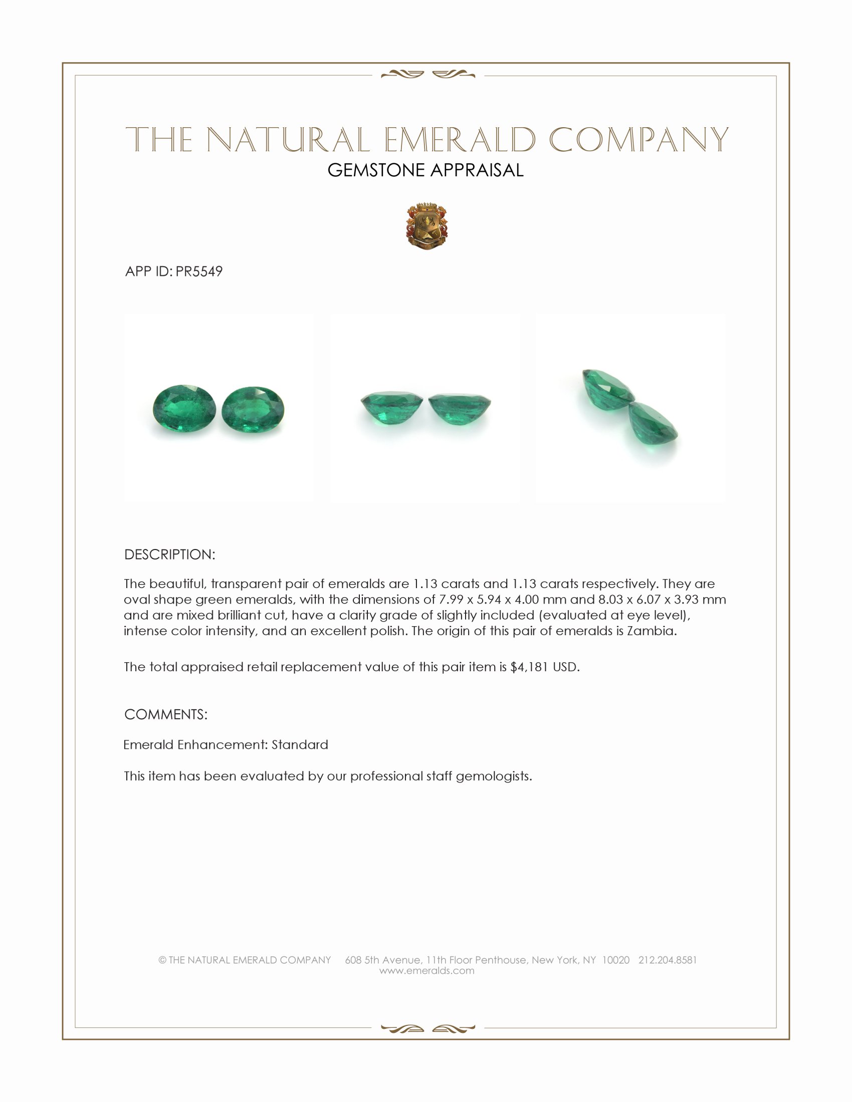 2.26 Ct.Tw. Emerald Pair from Zambia