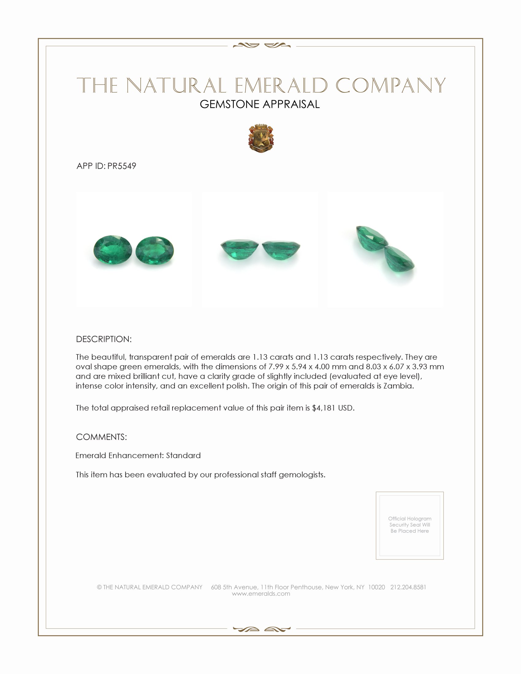 2.26 Ct.Tw. Emerald Pair from Zambia