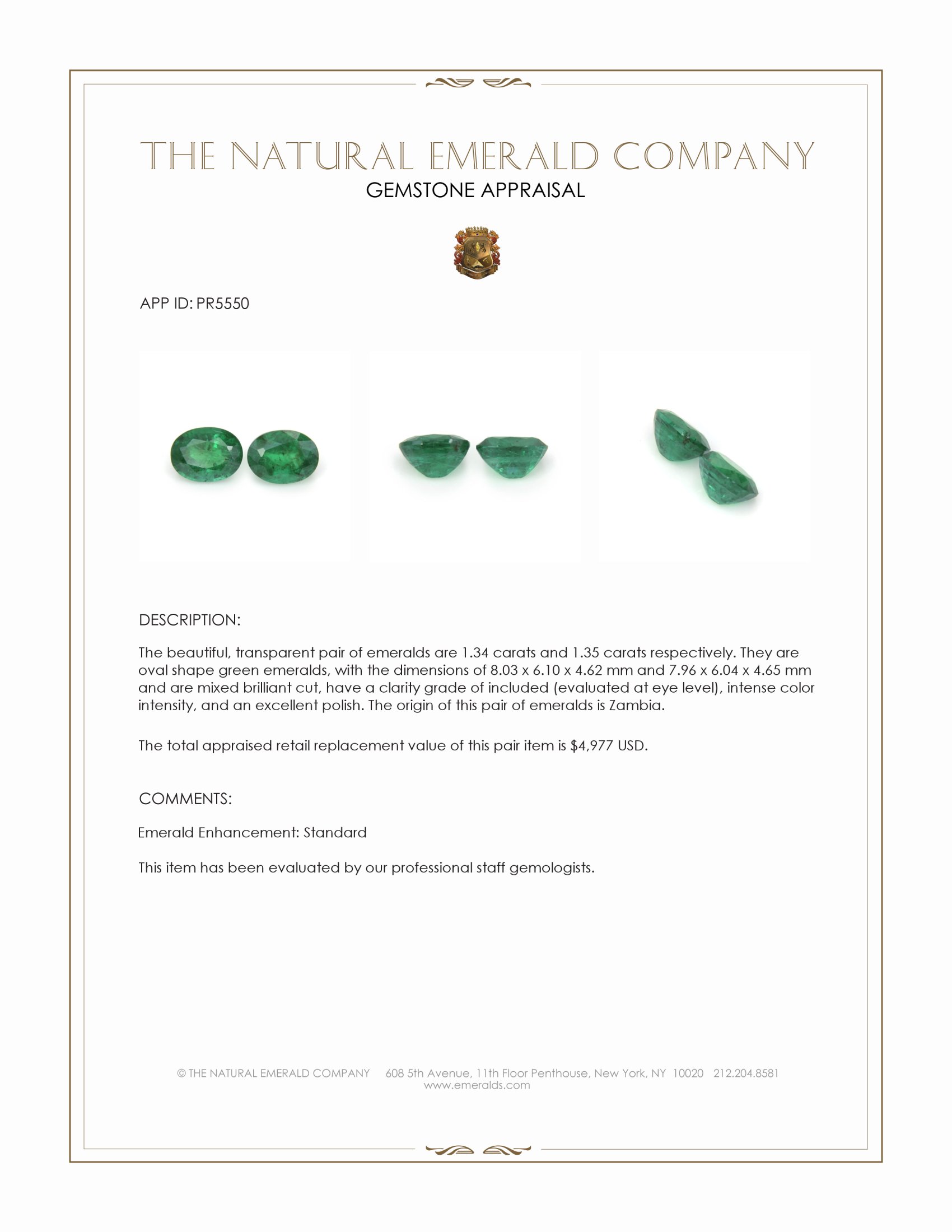 2.69 Ct.Tw. Emerald Pair from Zambia