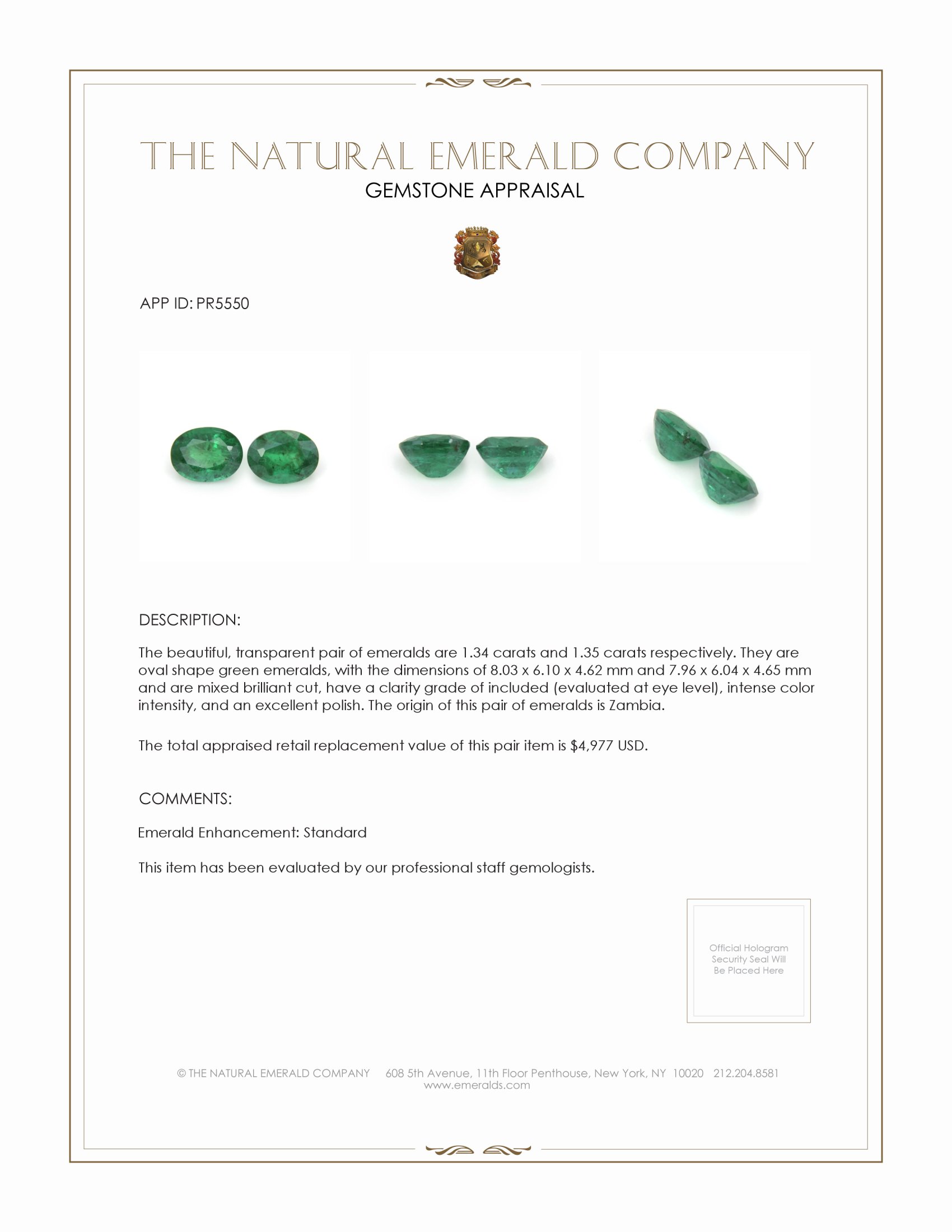 2.69 Ct.Tw. Emerald Pair from Zambia