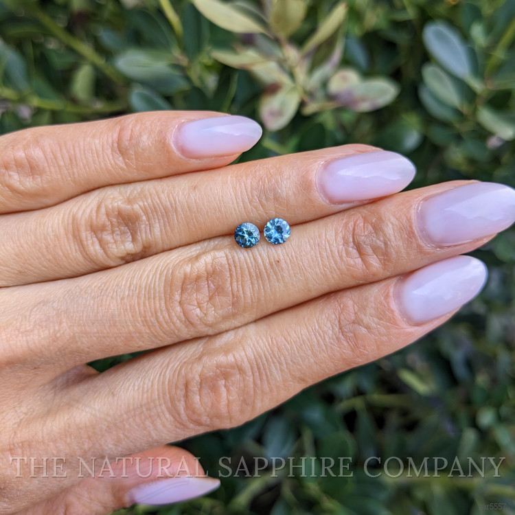 0.85 Ct.Tw. Greenish Blue Sapphire Pair from Madagascar