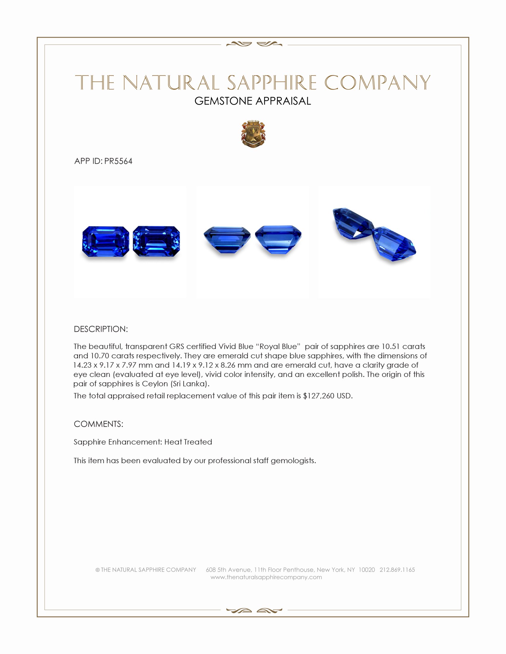 21.21 Ct.Tw. Blue Sapphire Pair from Ceylon (Sri Lanka)