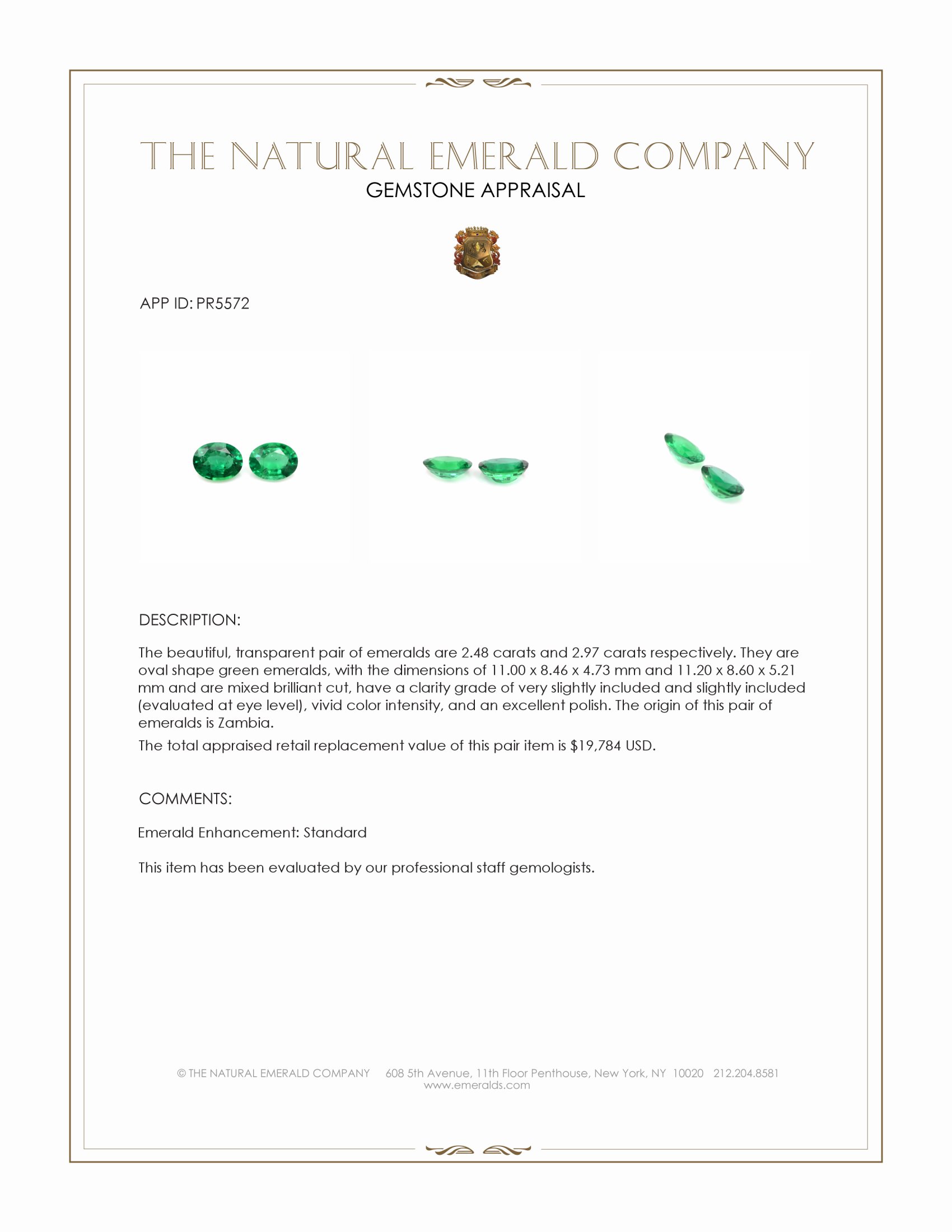 5.45 Ct.Tw. Emerald Pair from Zambia
