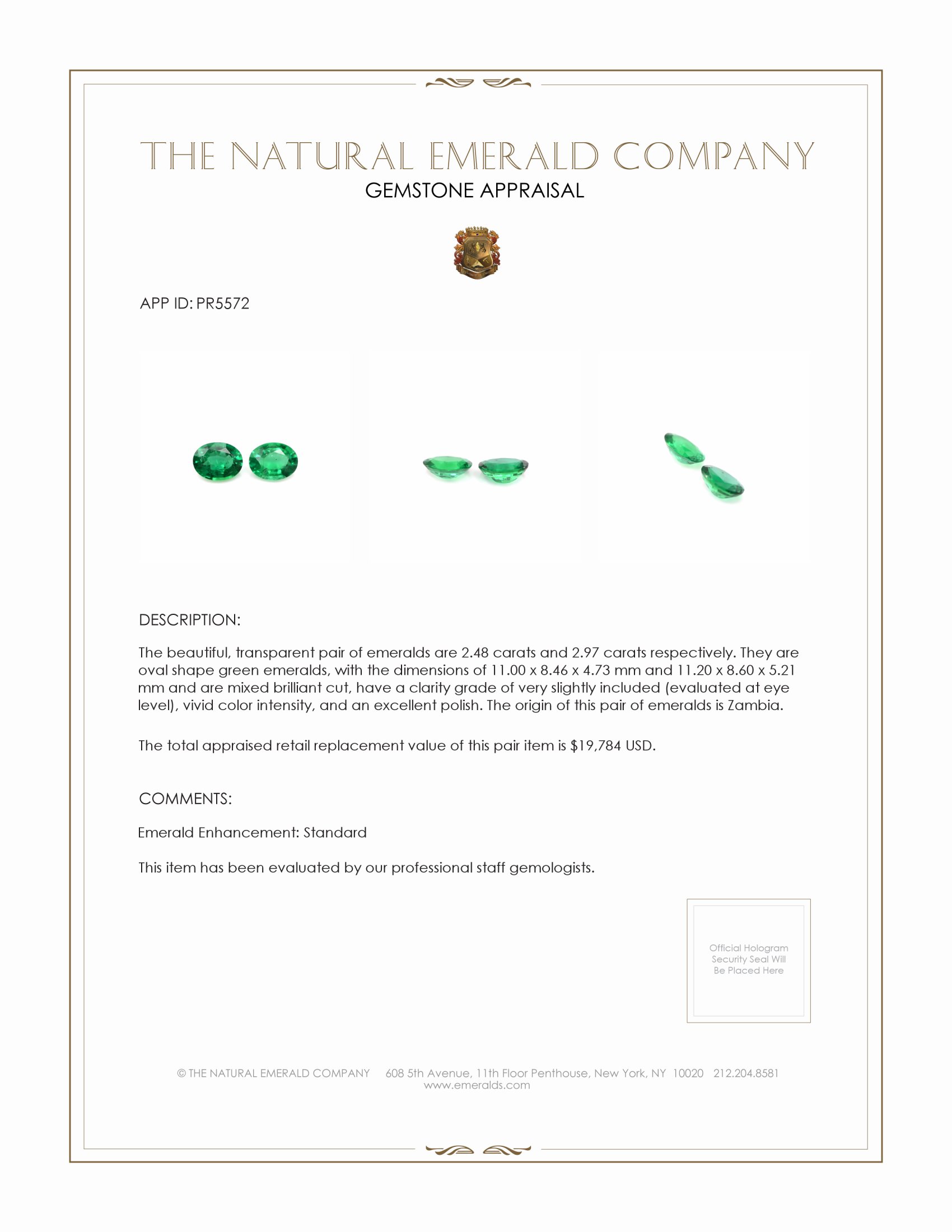 5.45 Ct.Tw. Emerald Pair from Zambia