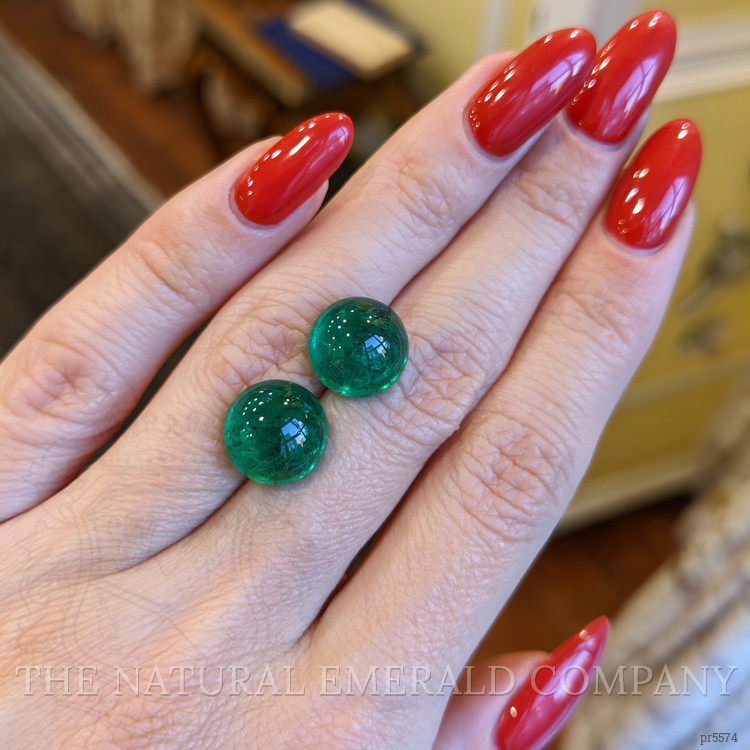 11.95 Ct.Tw. Cabochon Emerald Pair from Zambia