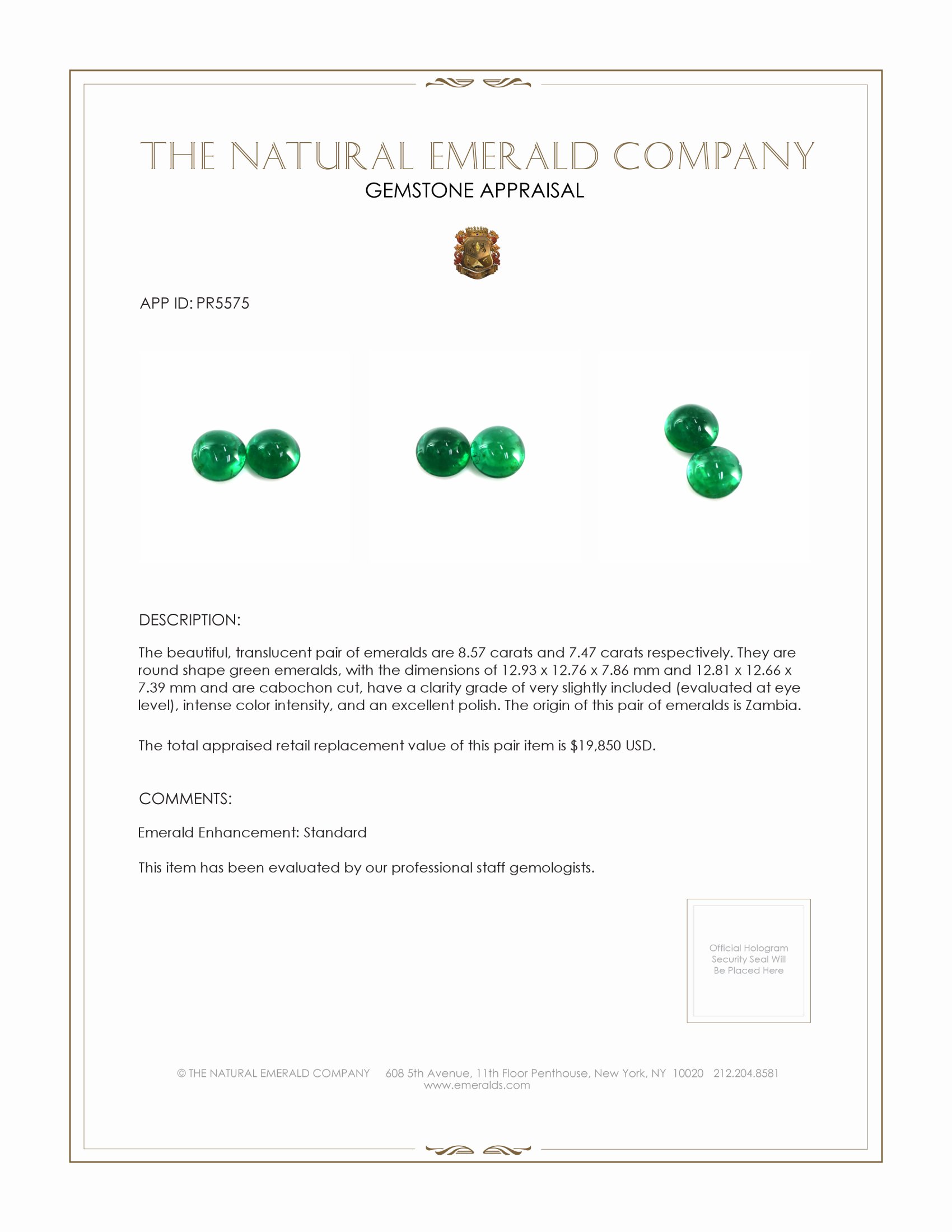 16.04 Ct.Tw. Cabochon Emerald Pair from Zambia