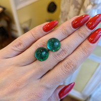 16.04 Ct.Tw.Total Carat Weight Cabochon Emerald Pair from Zambia Life Style