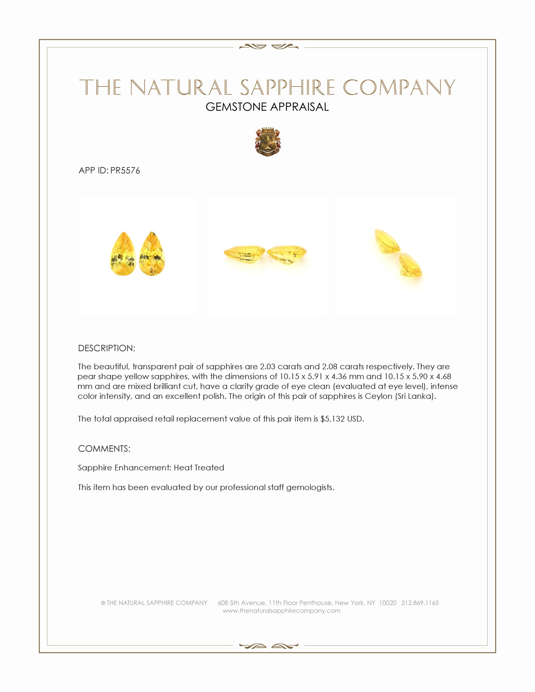 4.11 Ct.Tw. Yellow Sapphire Pair from Ceylon (Sri Lanka)