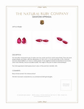 1.30 Ct.Tw.Total Carat Weight Ruby Pair from Mozambique Appraisal