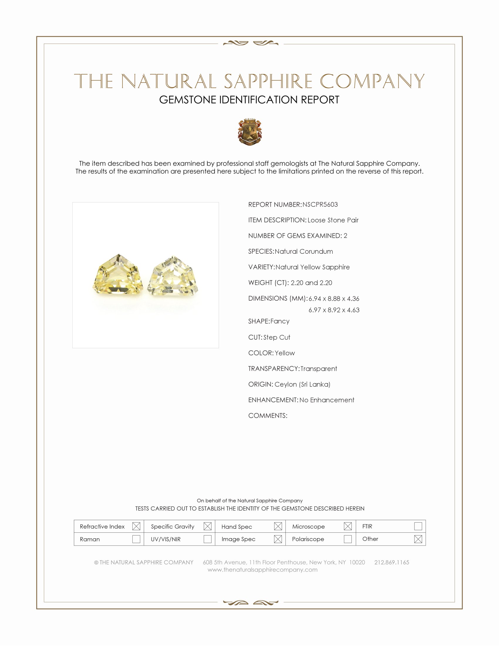 4.40 Ct.Tw. Yellow Sapphire Pair from Ceylon (Sri Lanka)