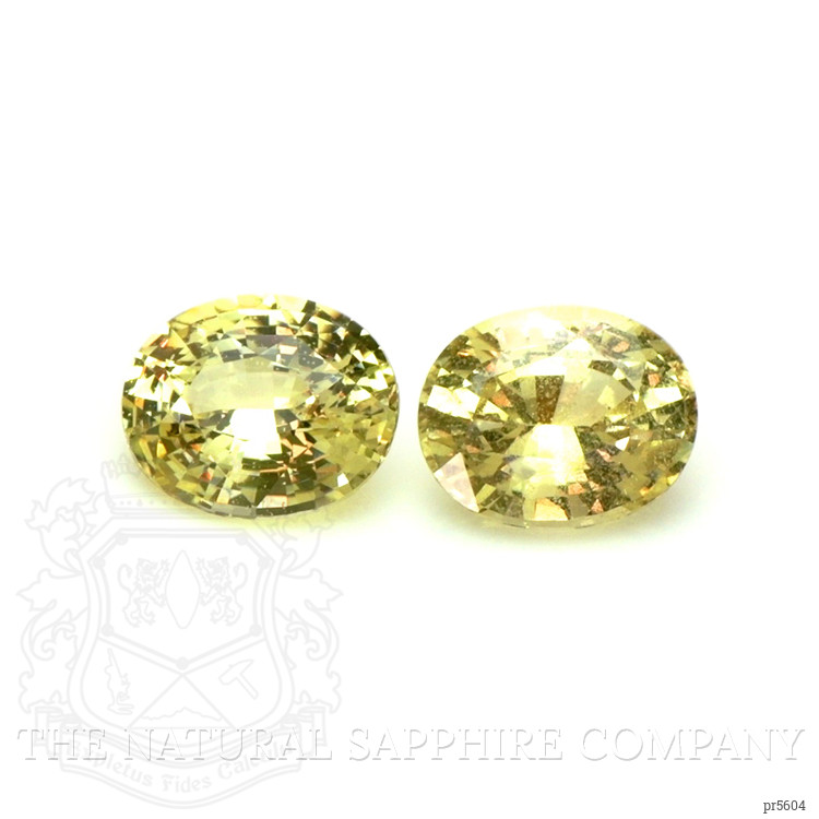 3.08 Ct.Tw. Greenish Yellow Sapphire Pair from Ceylon (Sri Lanka)