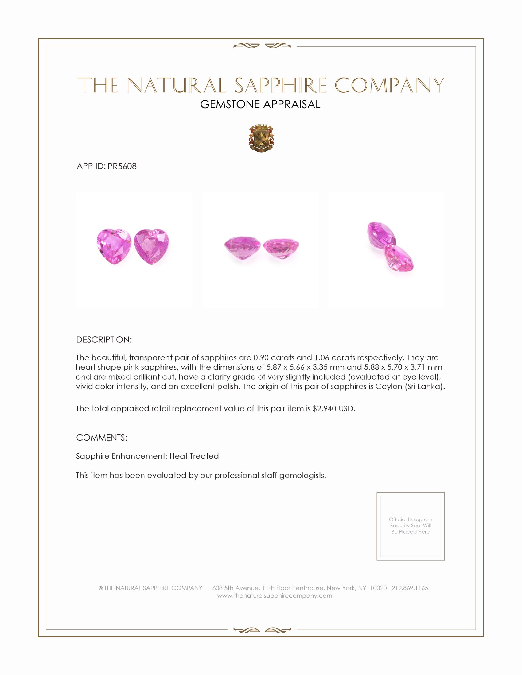 1.96 Ct.Tw. Pink Sapphire Pair from Ceylon (Sri Lanka)