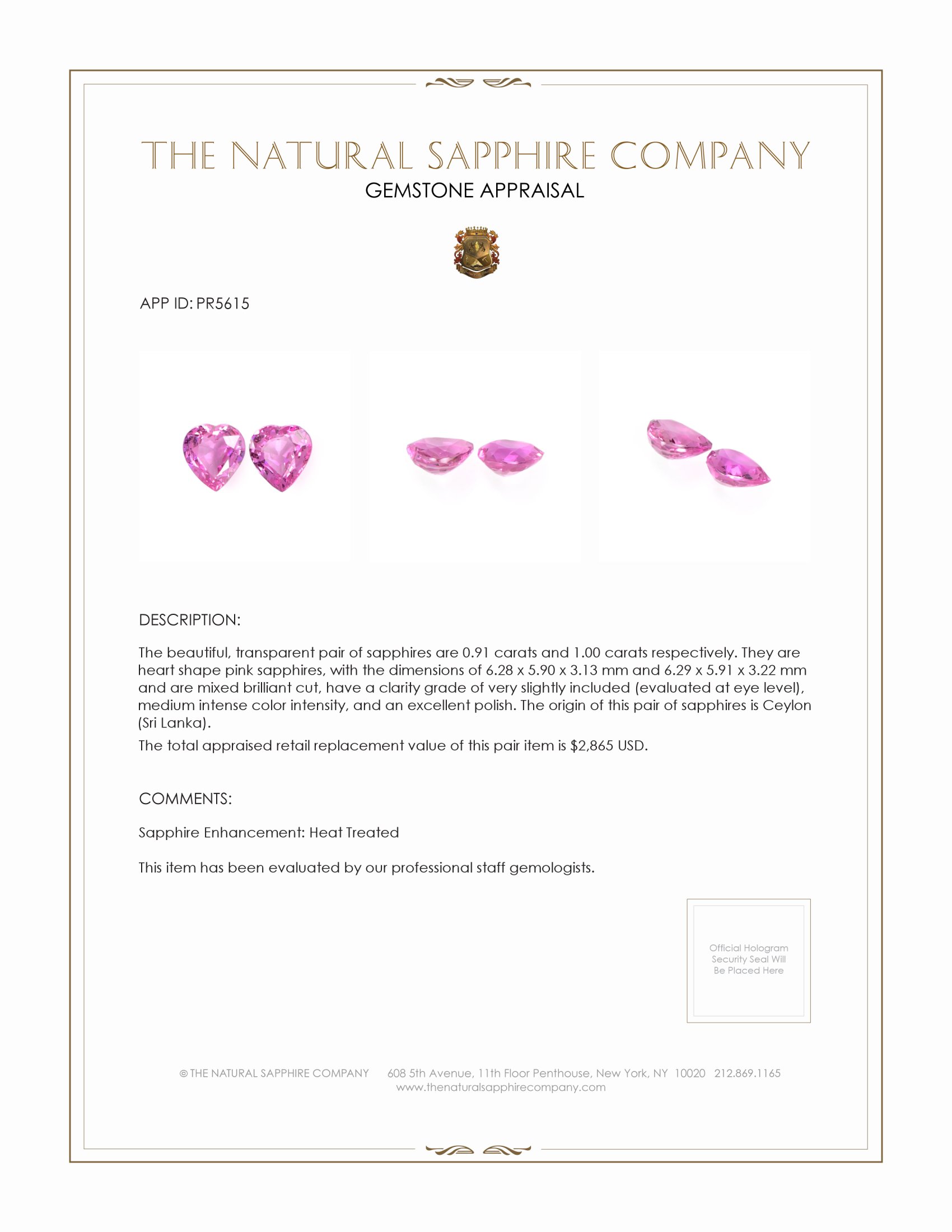 1.91 Ct.Tw. Pink Sapphire Pair from Ceylon (Sri Lanka)