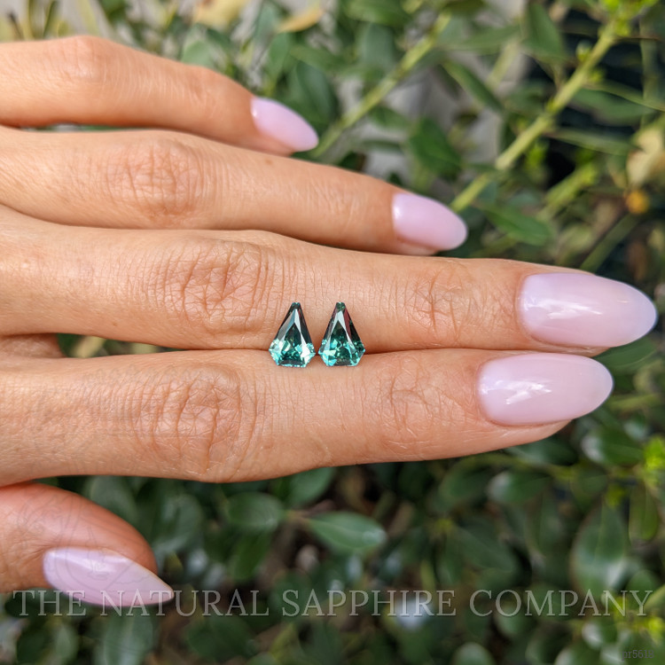 2.58 Ct.Tw. Bluish Green Sapphire Pair from Madagascar