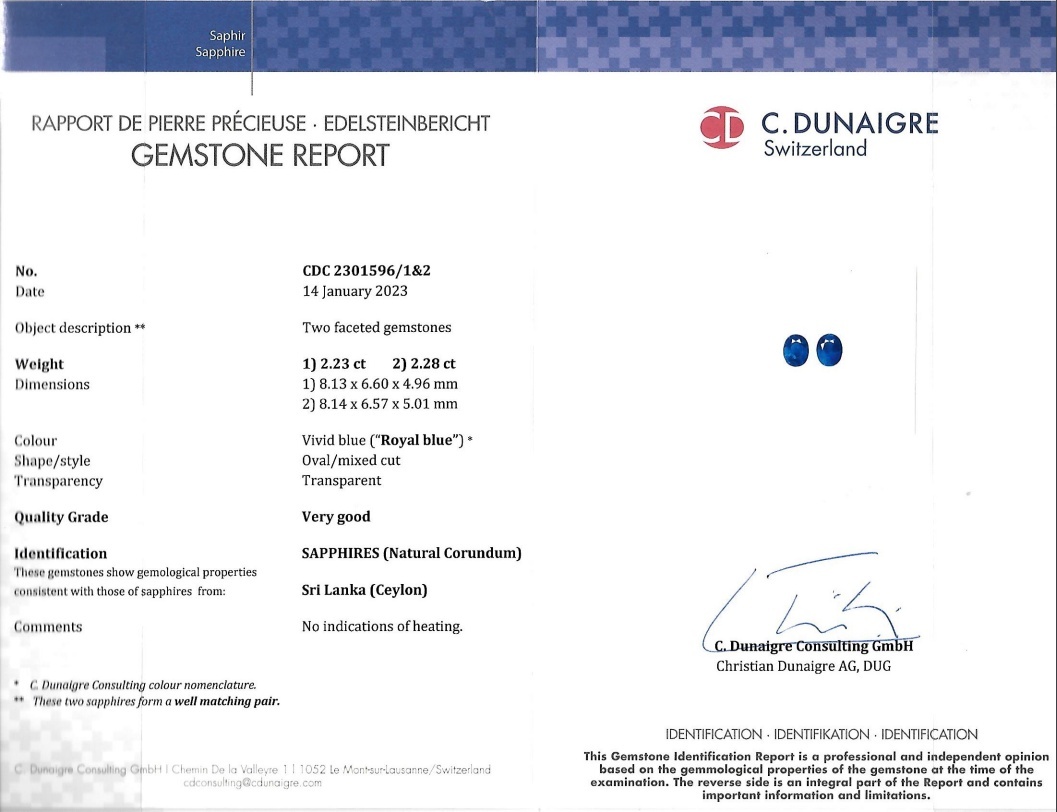 4.51 Ct.Tw. Blue Sapphire Pair from Ceylon (Sri Lanka)