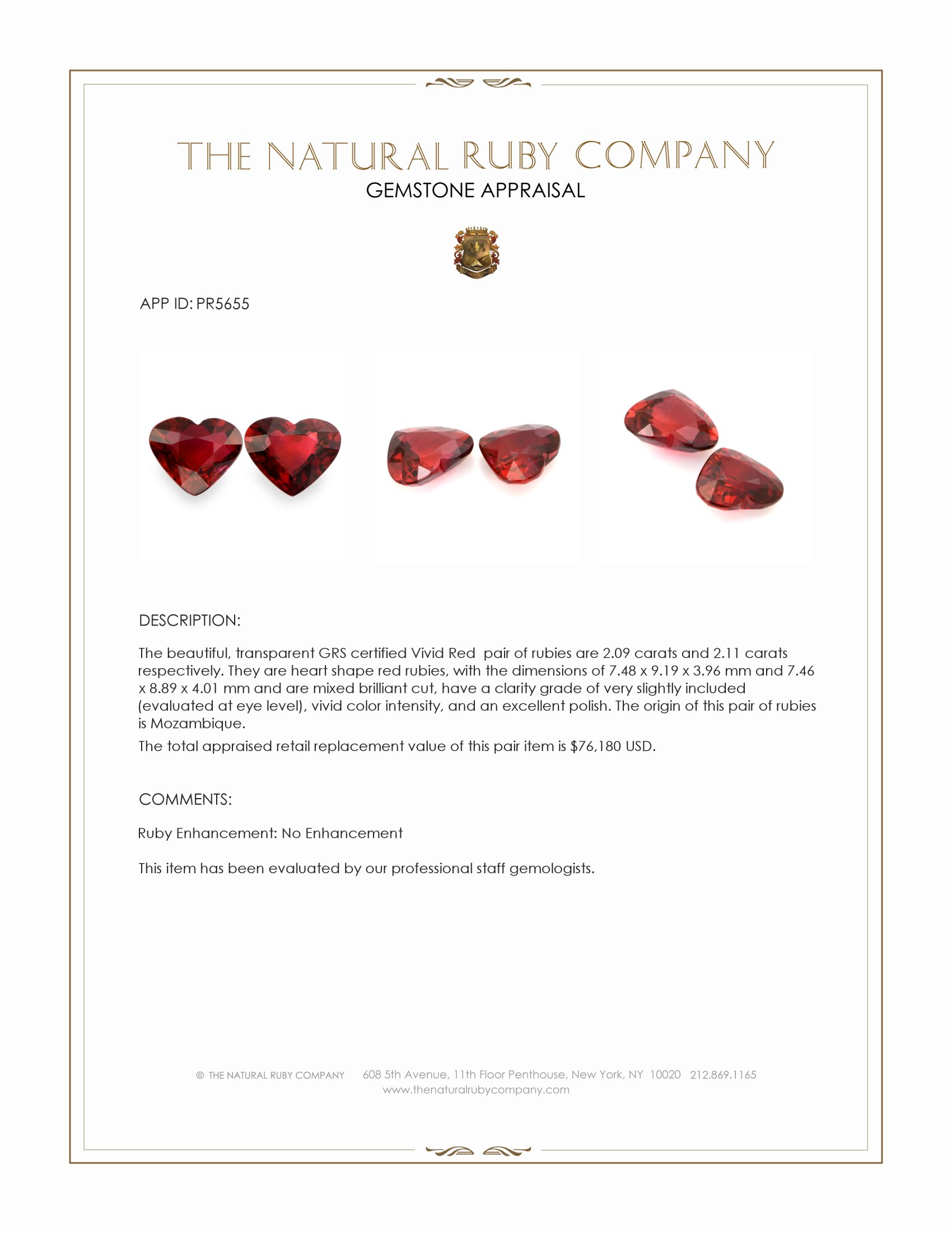 4.20 Ct.Tw. Ruby Pair from Mozambique