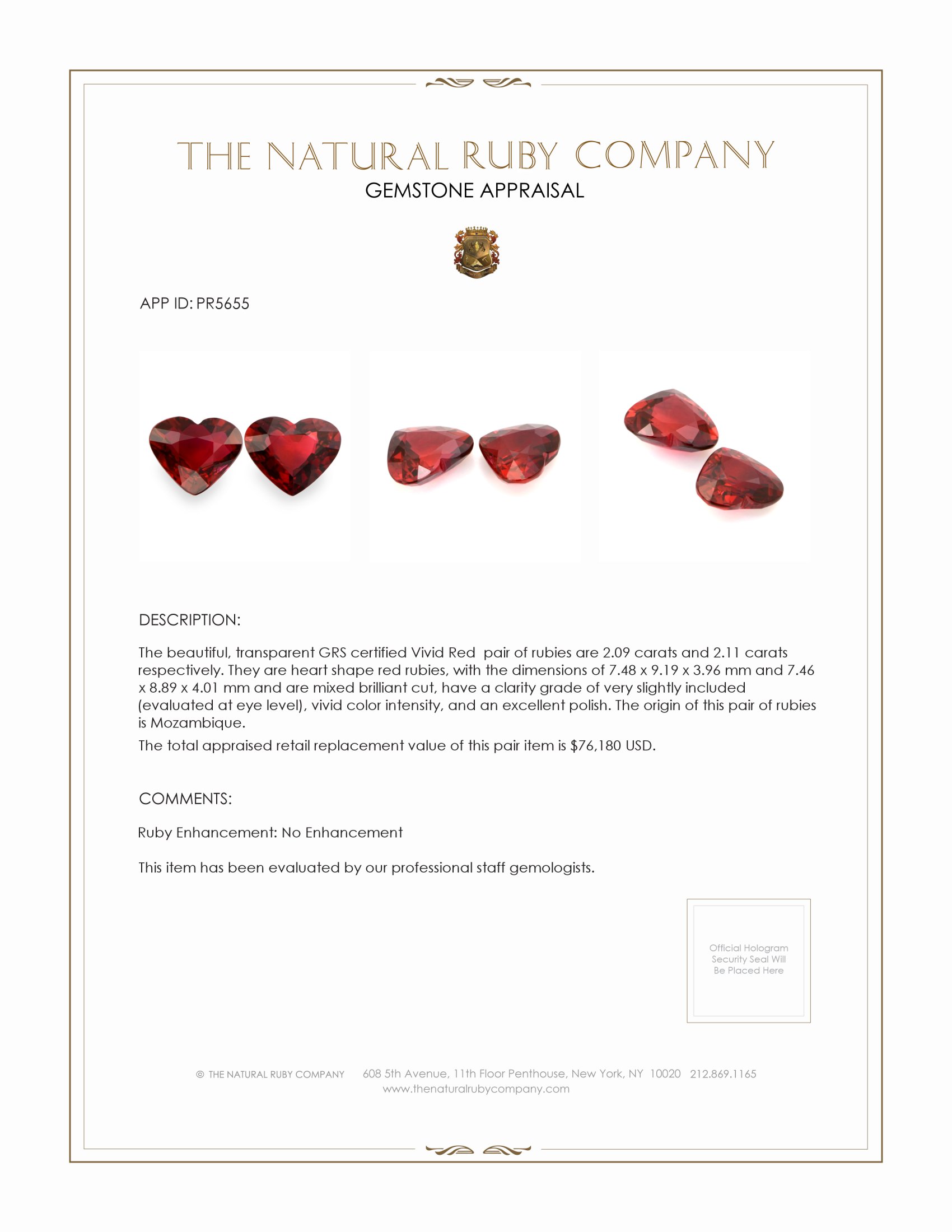 4.20 Ct.Tw. Ruby Pair from Mozambique