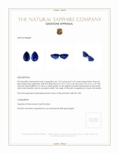 2.86 Ct.Tw.Total Carat Weight Blue Sapphire Pair from Ceylon (Sri Lanka) Appraisal