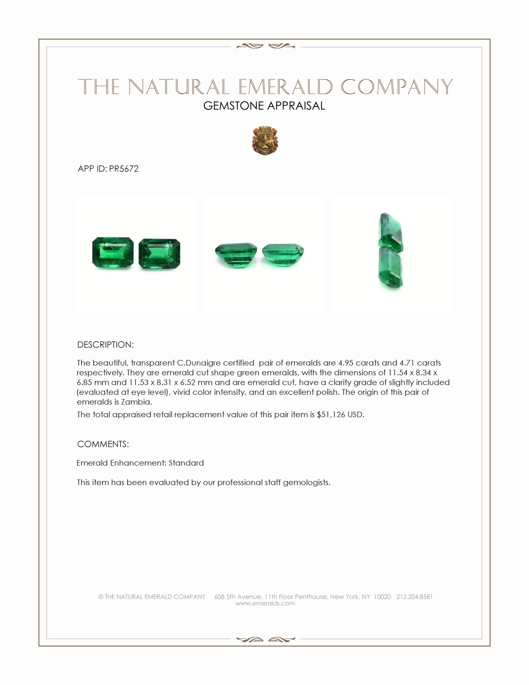 9.66 Ct.Tw. Emerald Pair from Zambia