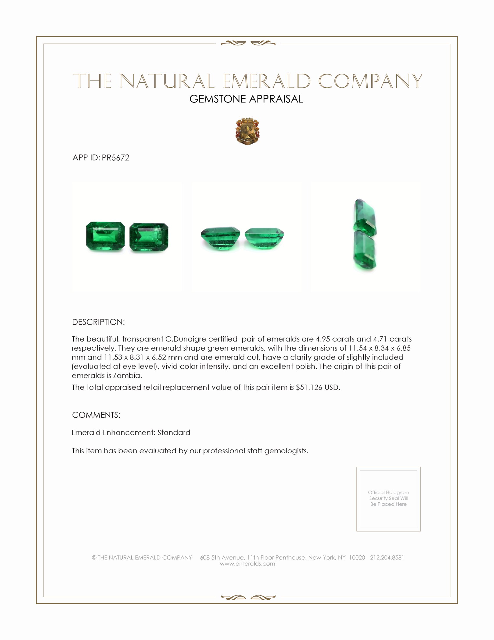 9.66 Ct.Tw. Emerald Pair from Zambia