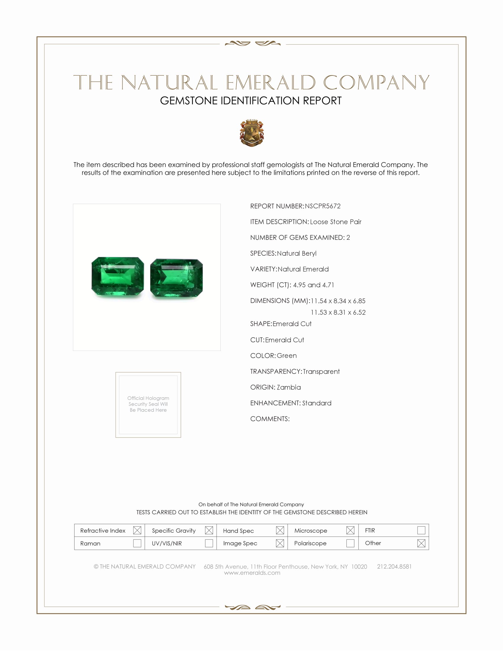 9.66 Ct.Tw. Emerald Pair from Zambia