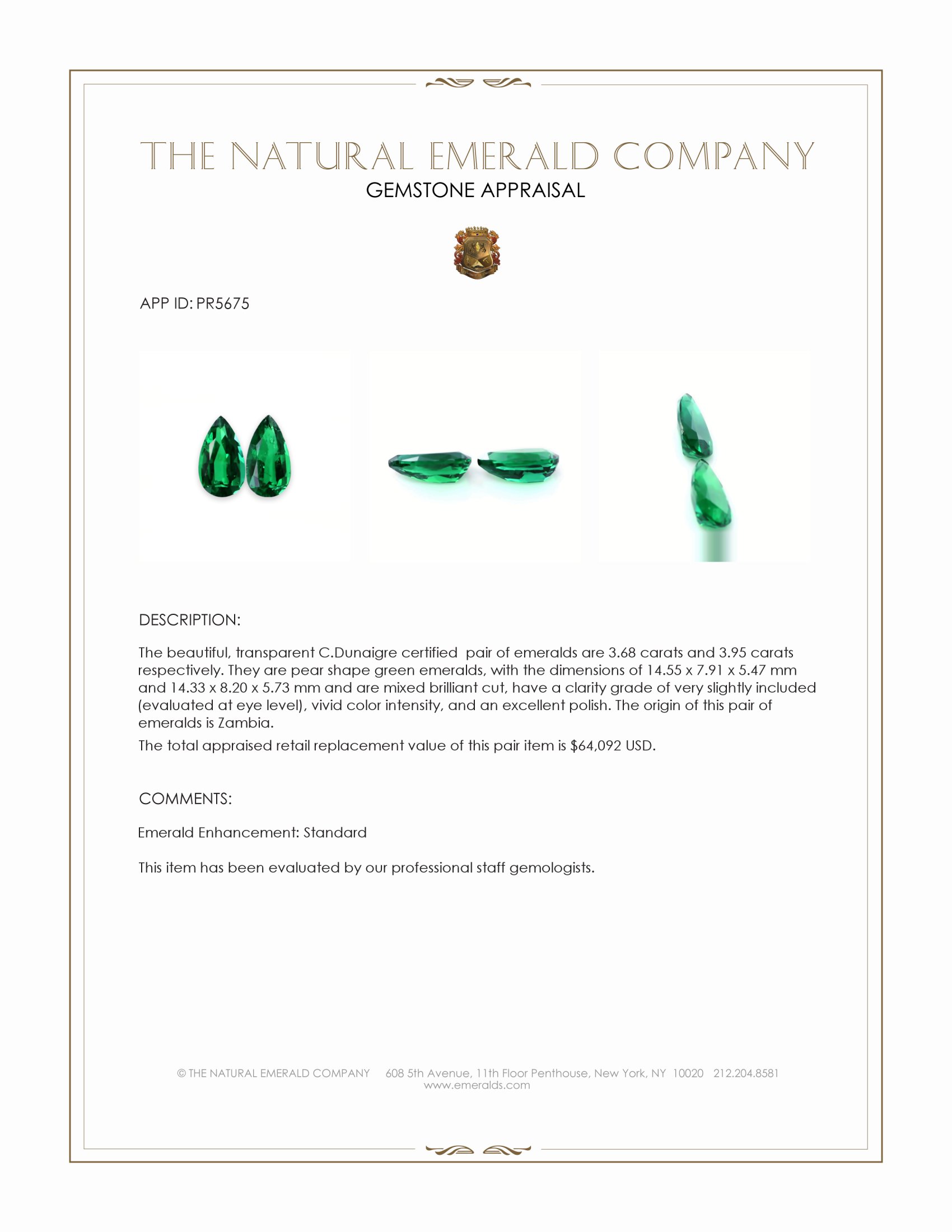 7.63 Ct.Tw. Emerald Pair from Zambia