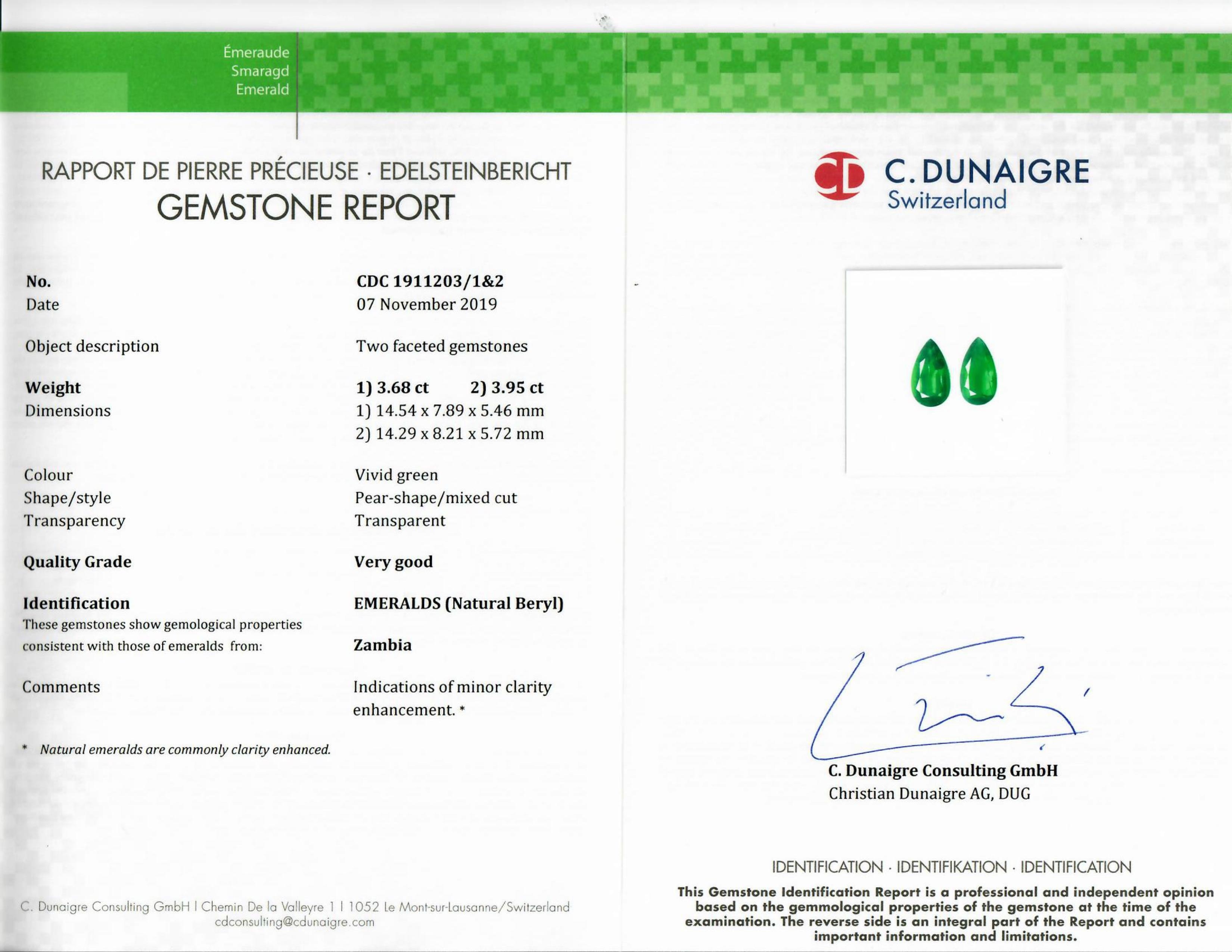 7.63 Ct.Tw. Emerald Pair from Zambia