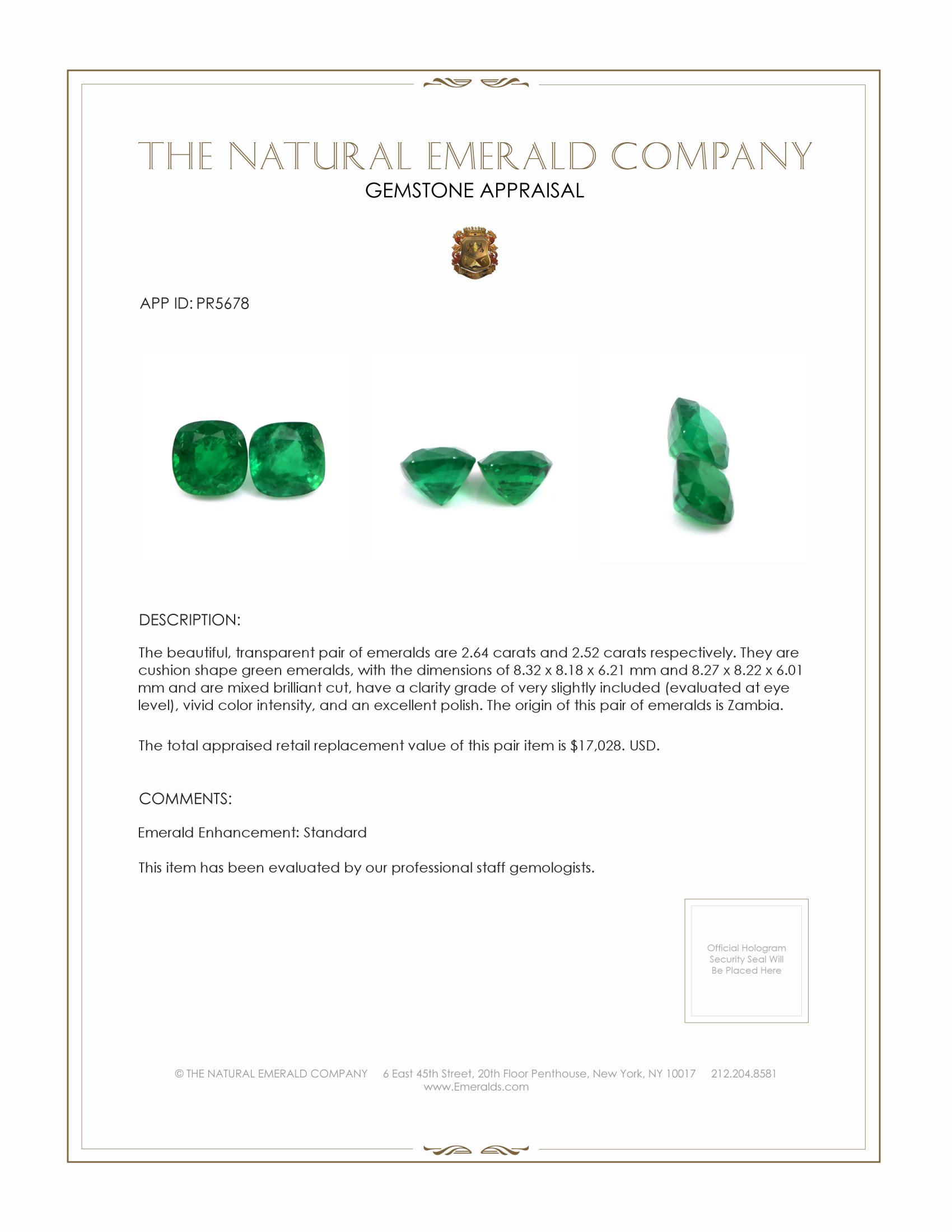 5.16 Ct.Tw. Emerald Pair from Zambia