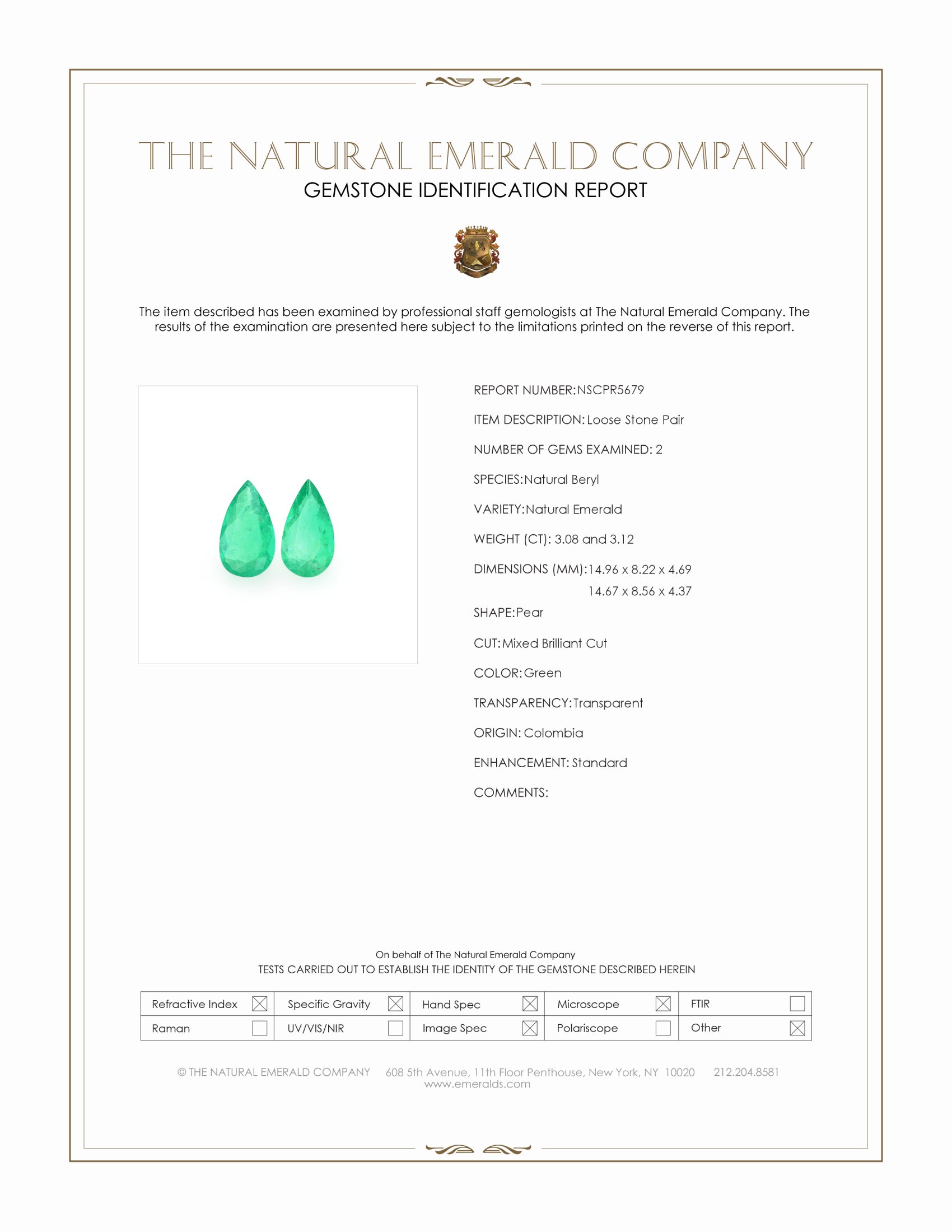 6.20 Ct.Tw. Emerald Pair from Colombia