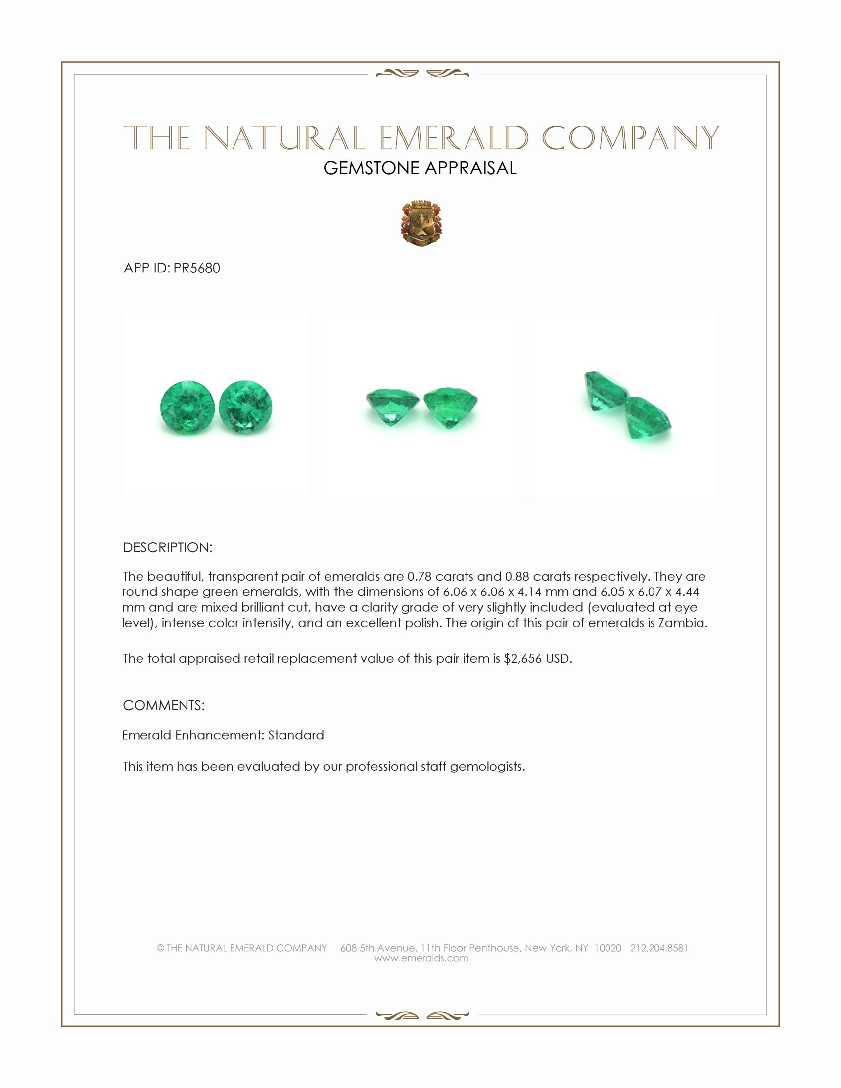 1.66 Ct.Tw. Emerald Pair from Zambia